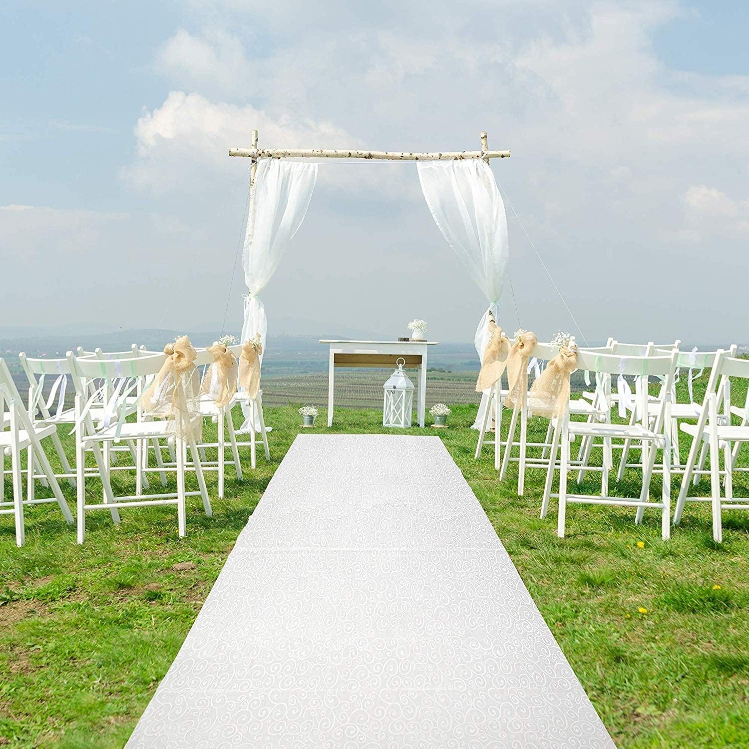 JA Homes White Wedding Aisle Runner - Durable Nylon with Double-Sided Tape