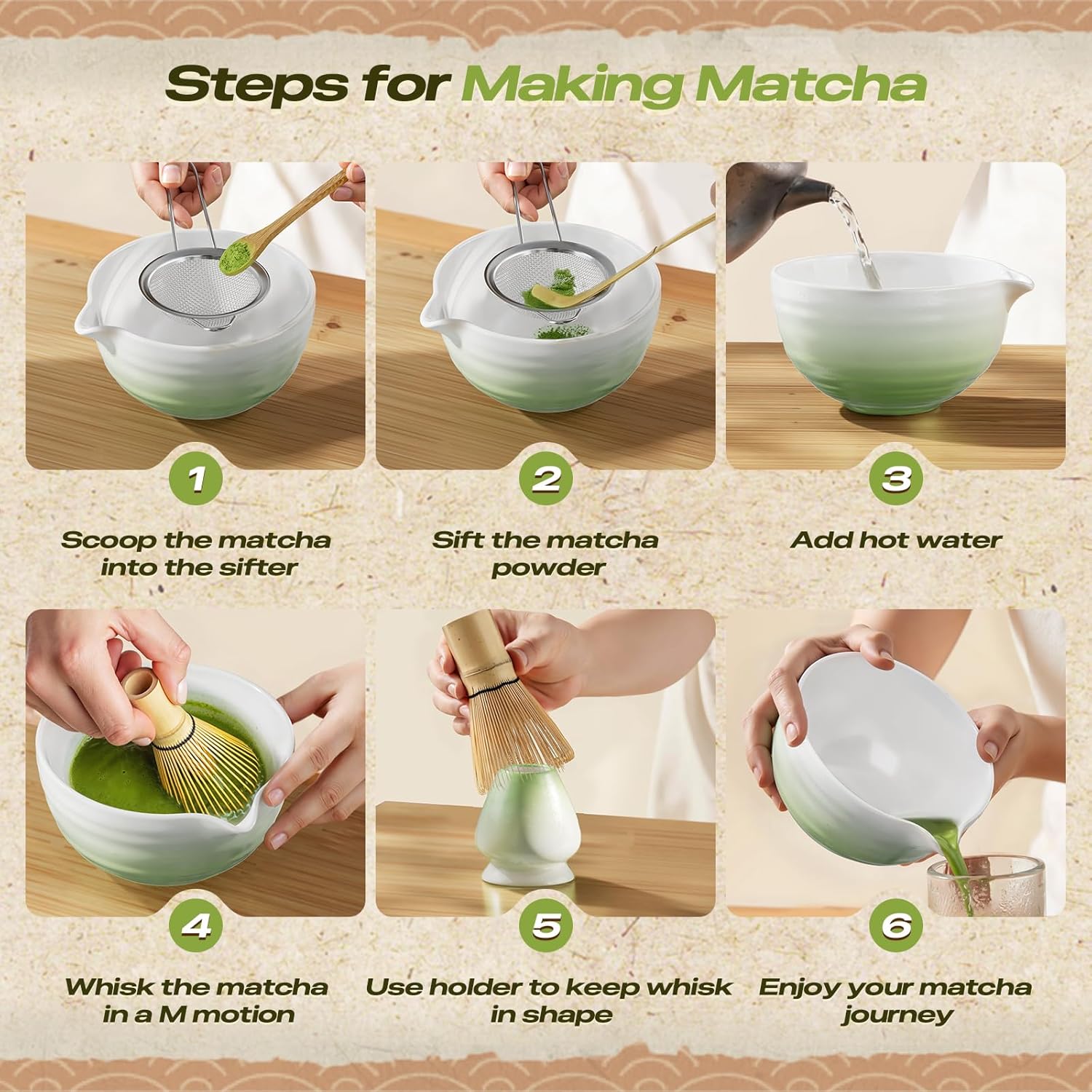 Geyphug 8-Piece Matcha Set with Bowl and Whisk