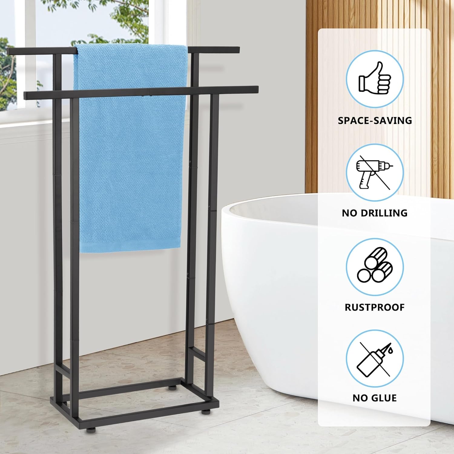 ALHAKIN 2 Tier Standing Towel Rack for Bathroom