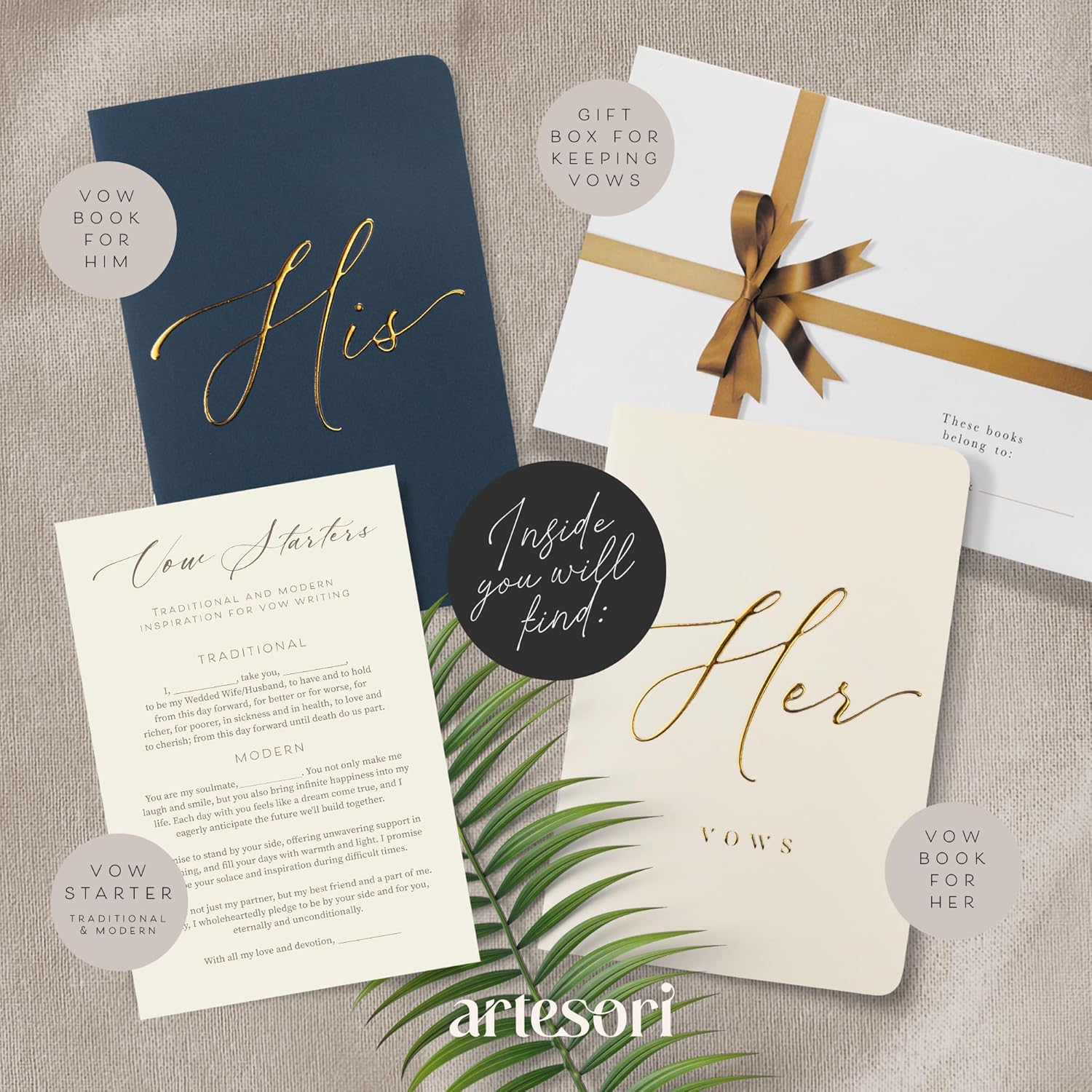 ARTESORI Premium Wedding Vow Book for Her Him