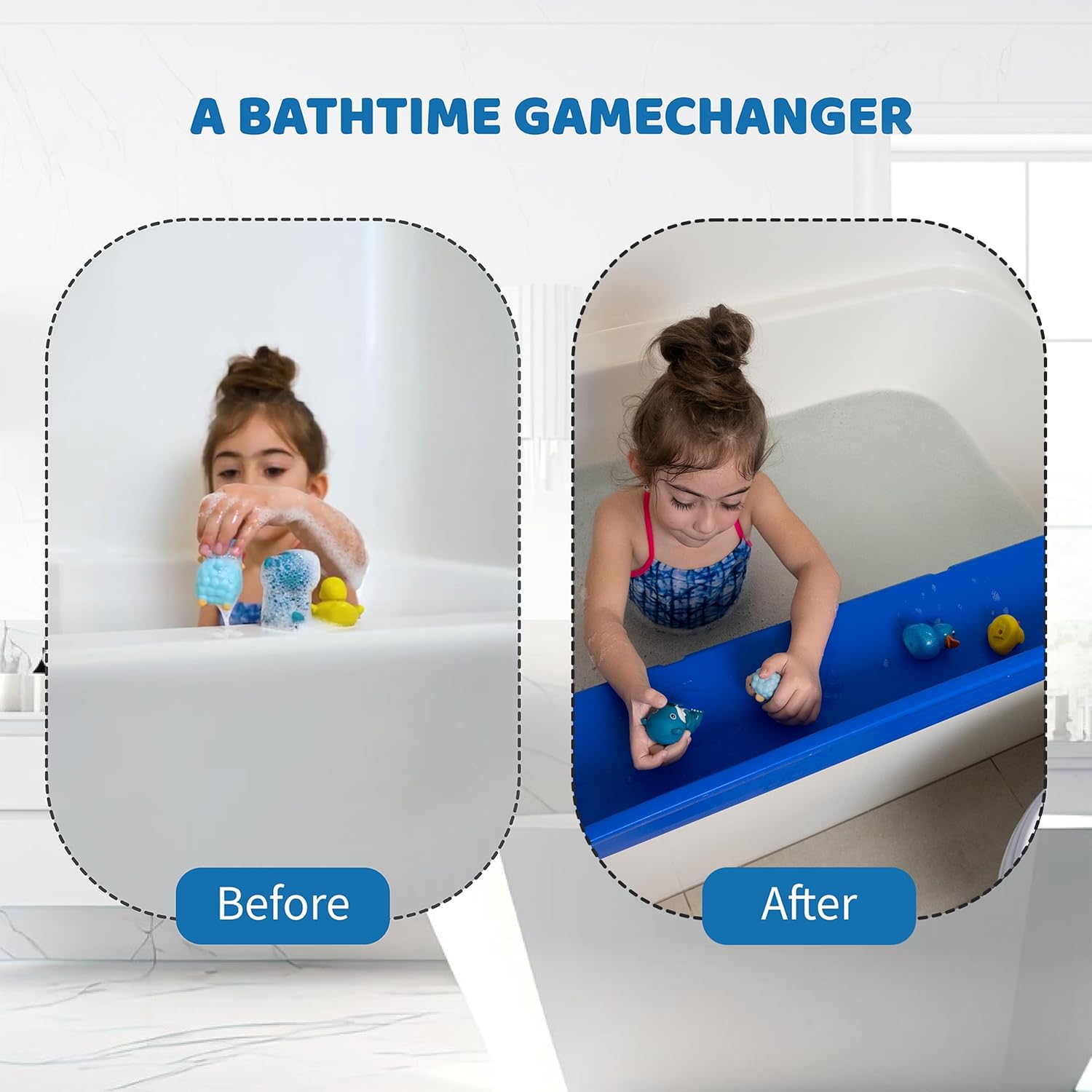 Tub Topper Splash Guard Play Shelf Blue