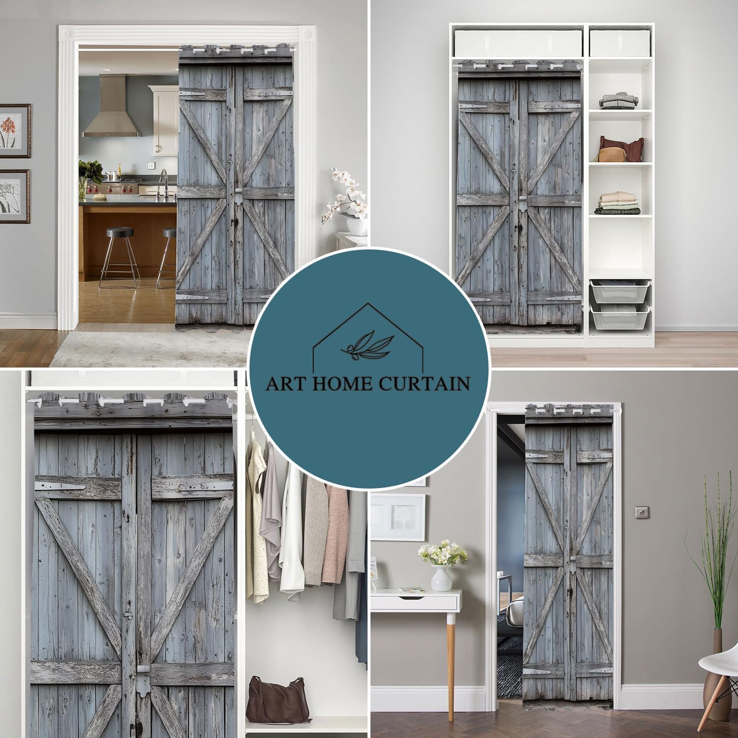 Shixiaoyan Rustic Barn Door Curtain 42W x 80L Panel