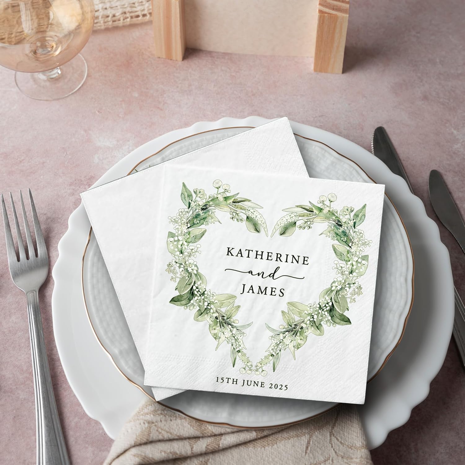 Personalized Wedding Cocktail Napkins with Monogram Design