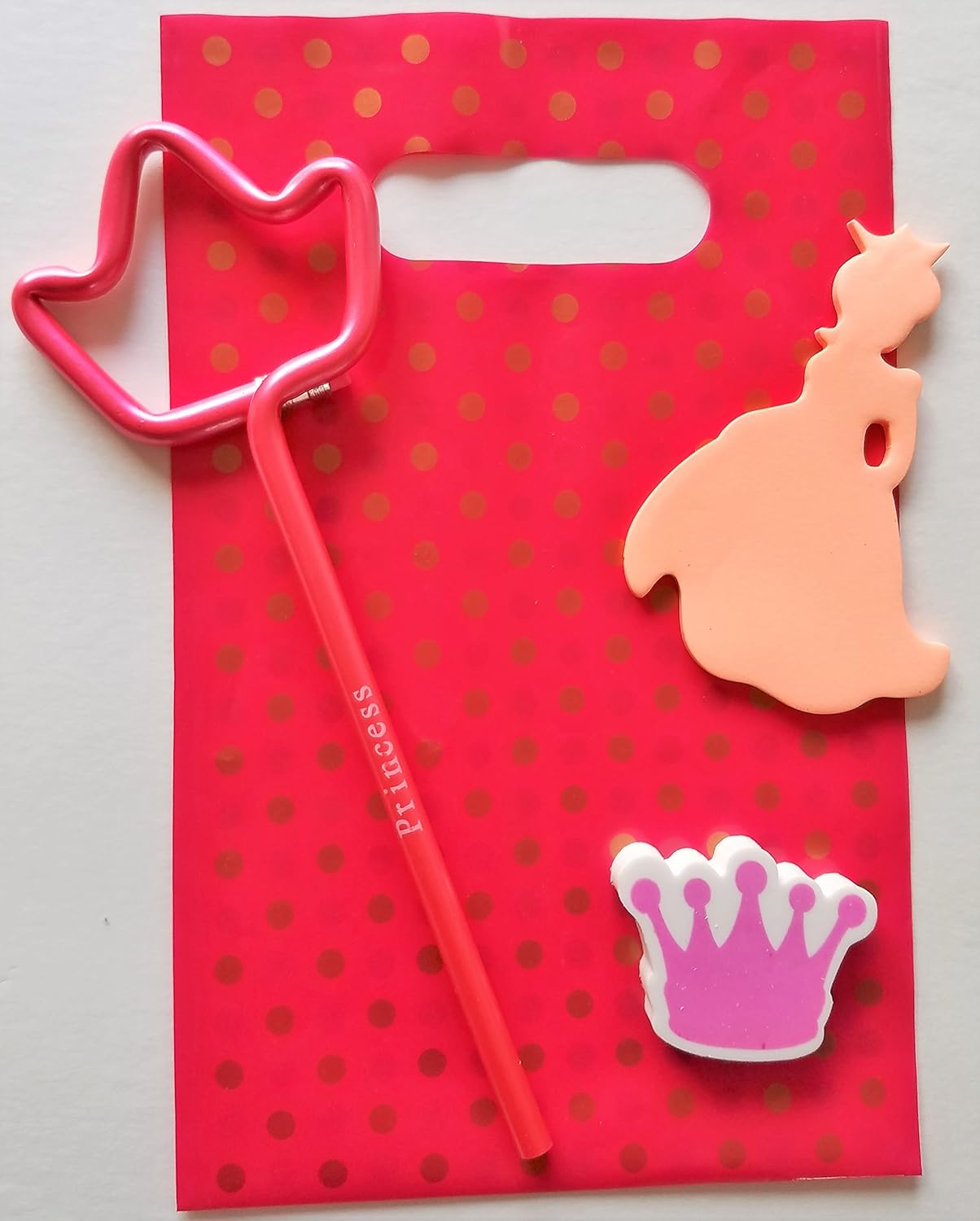 Pink Handle Favor Bags with Gold Polka Dots