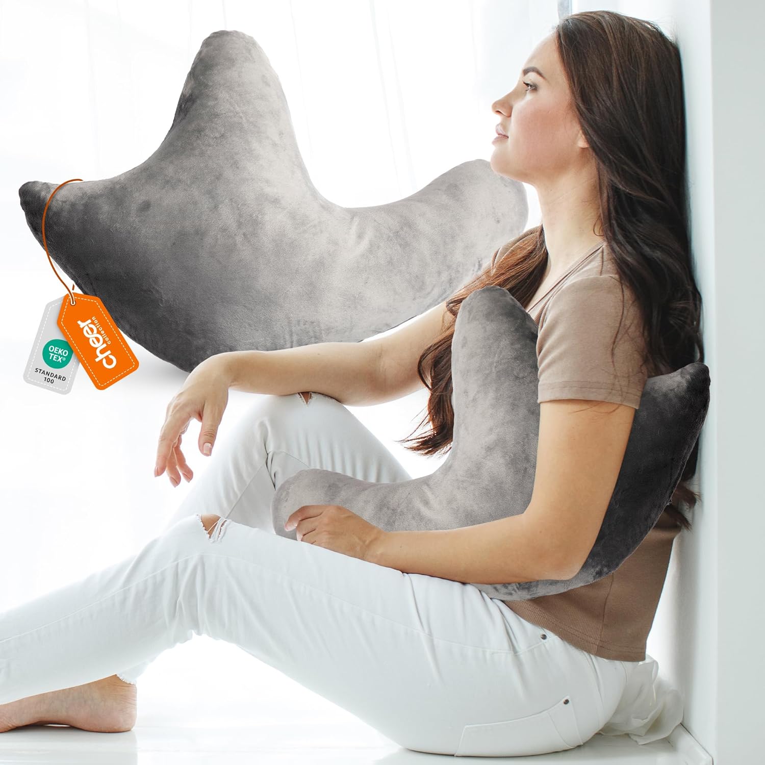 Cheer Collection Rotator Cuff Pillow Gray