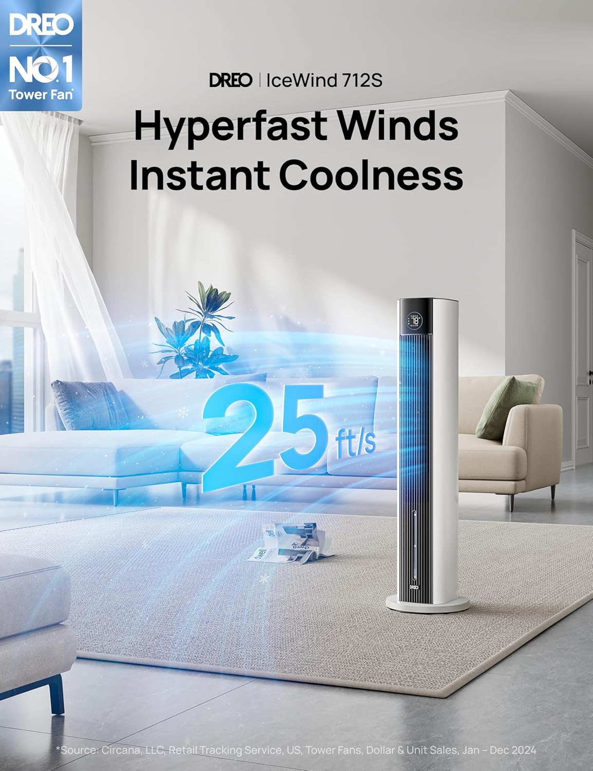 Dreo Evaporative Air Cooler 43 Floor Fan with APP Control
