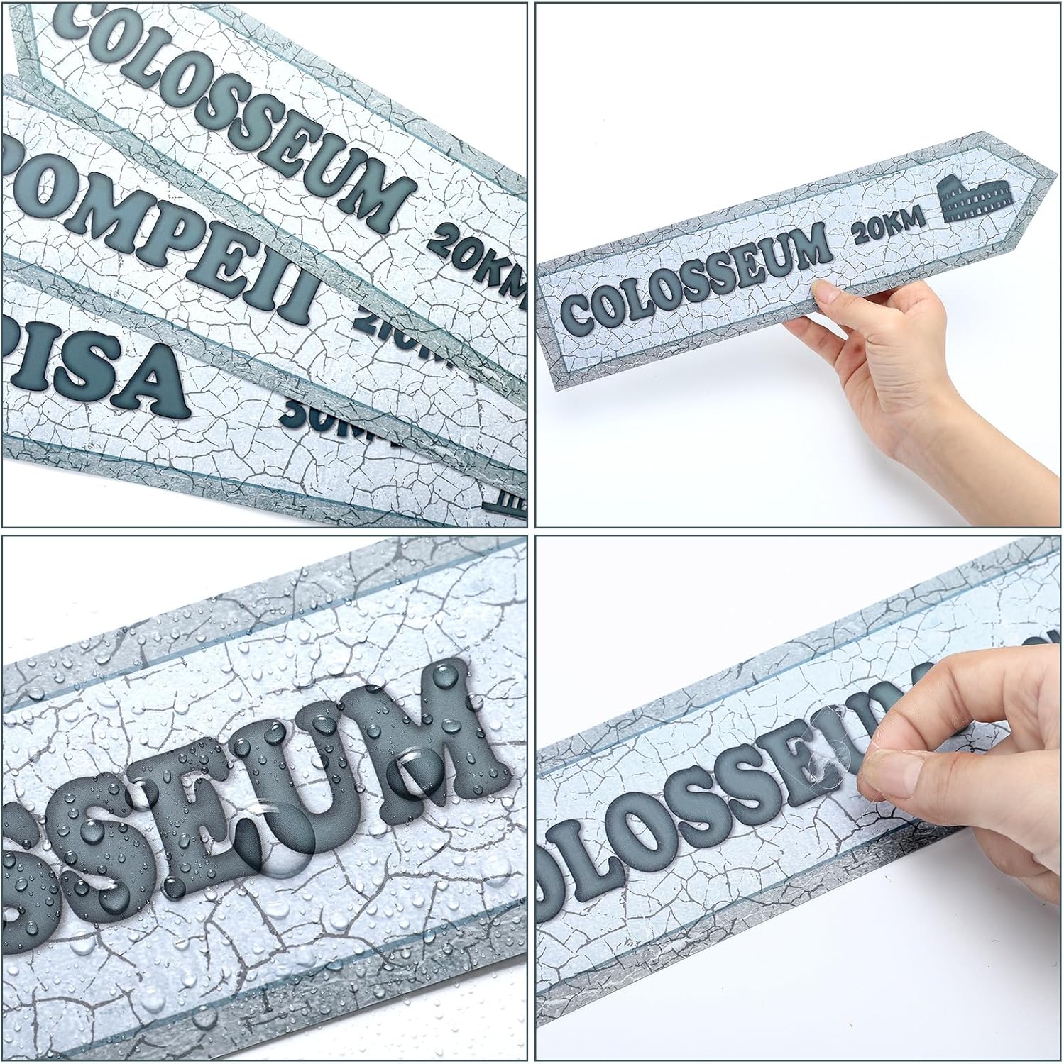 8 Pcs Italian Street Sign Paper Cutouts for Decor