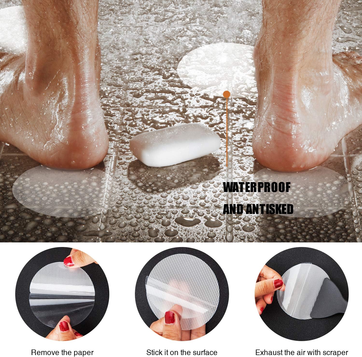 24 Piece Non-Slip Bathtub Stickers Set with Scraper