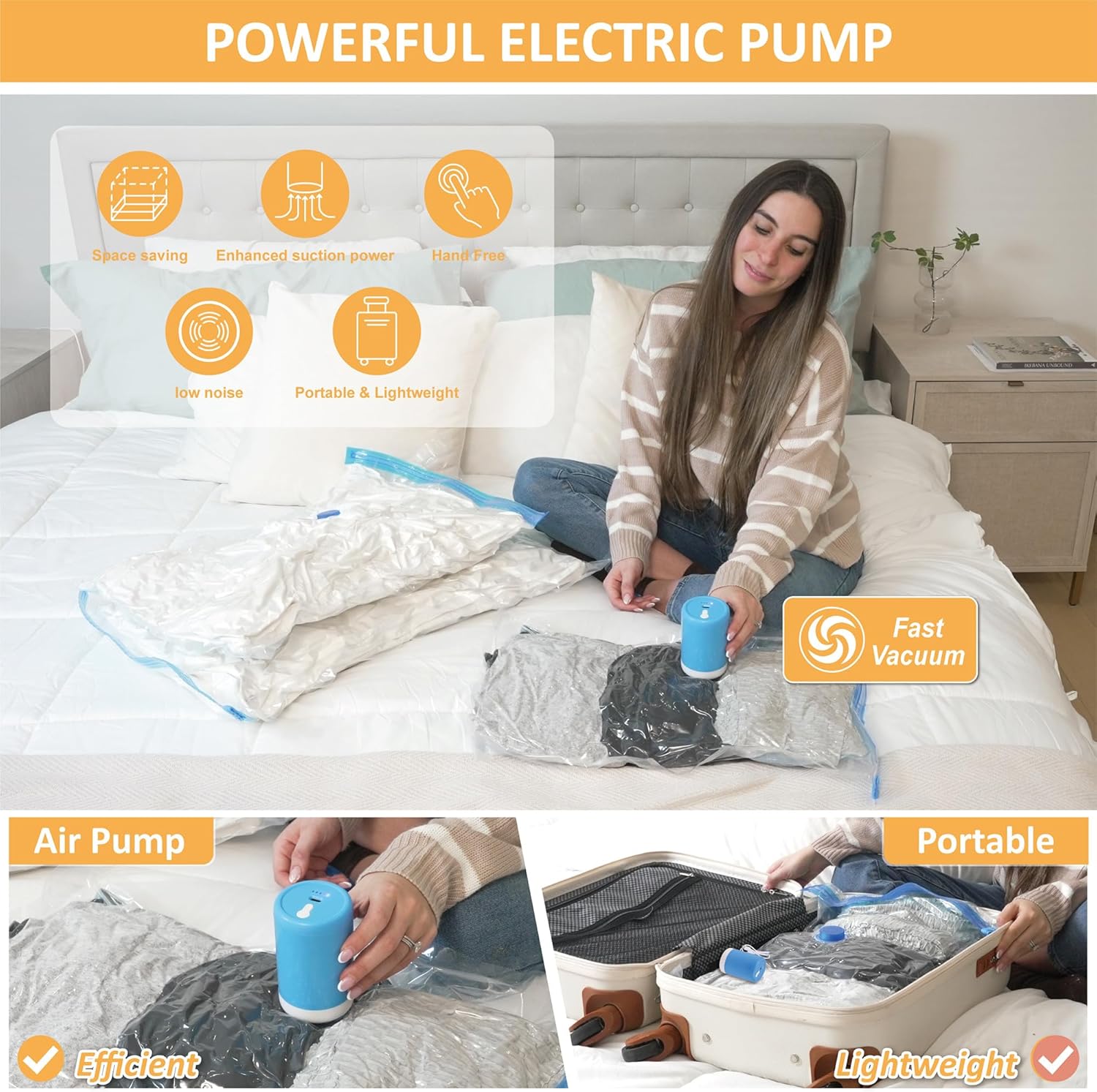Cozy Essential Vacuum Storage Bags 22 Pack with Electric Pump