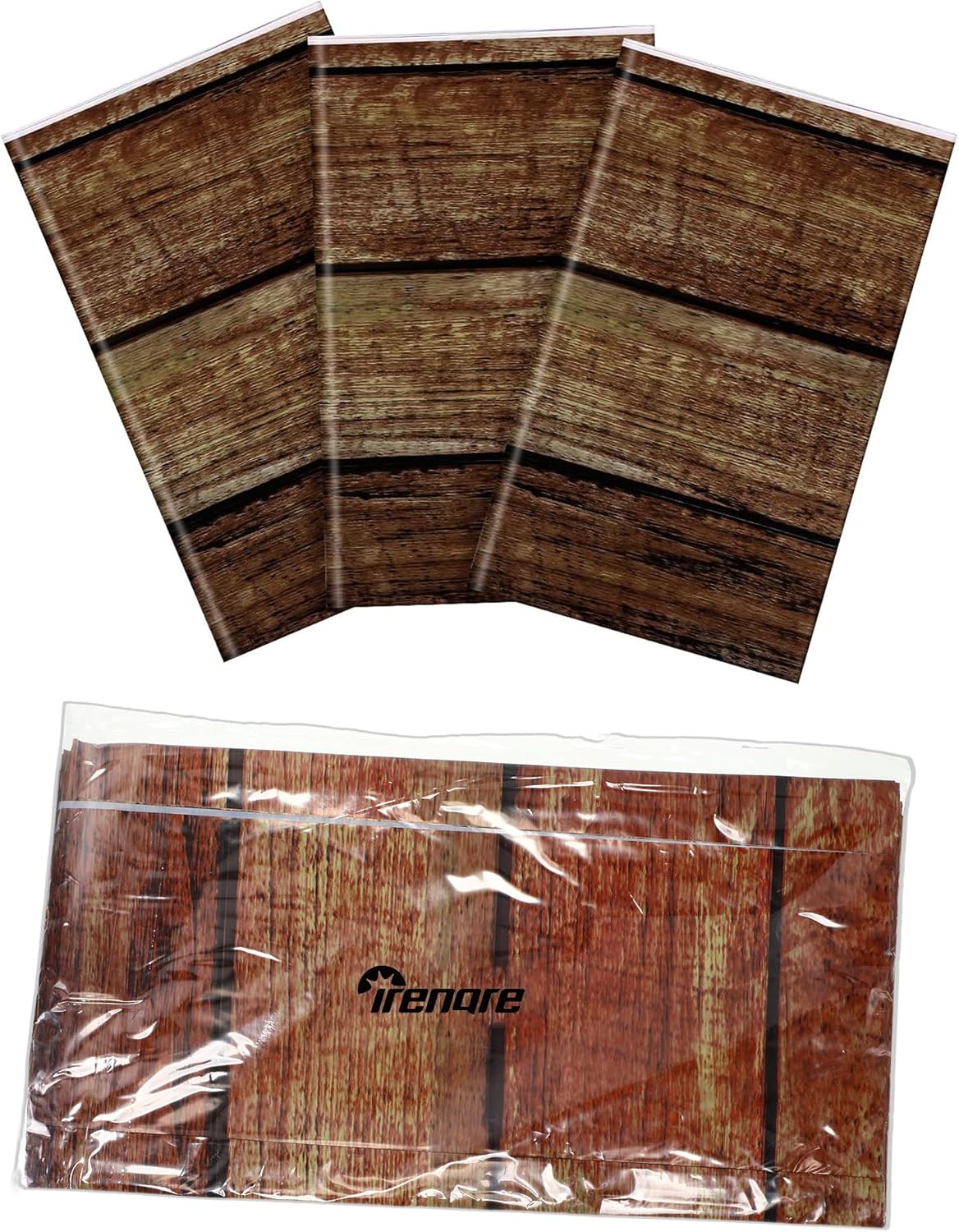 Irenare Rustic Plastic Table Covers 3 Pcs 54x108 Inches Brown Wood Grain