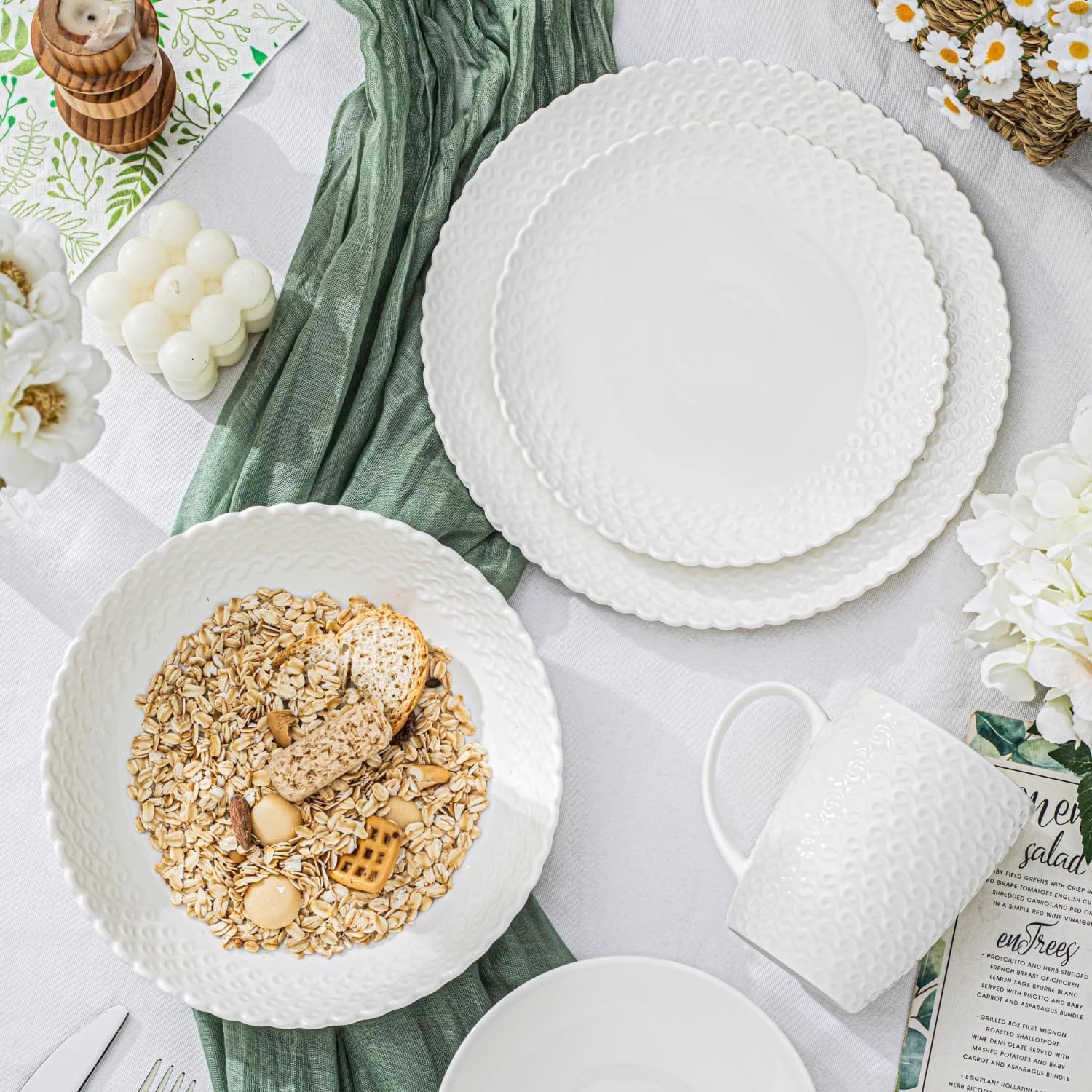 26 Piece Dinnerware Set for 6 Modern Style Plates and Bowls