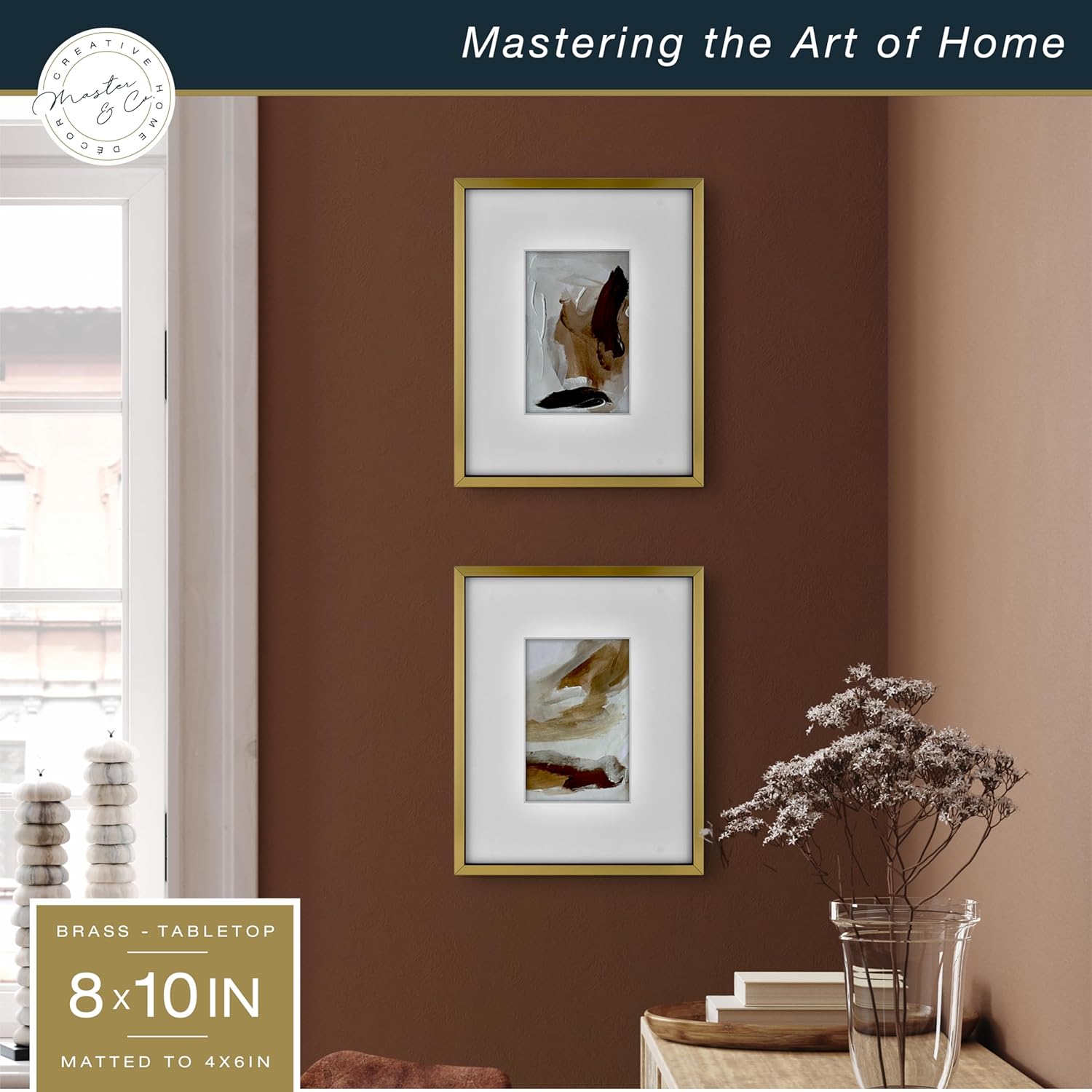 MCS Foundry Metal 8x10 Picture Frame with Brass Finish 2-Pack