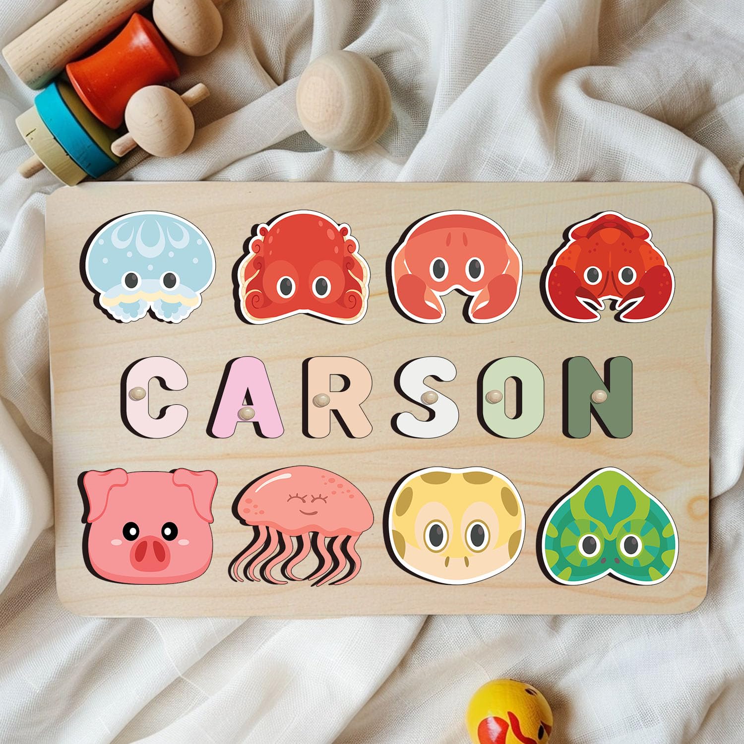 Personalized Wooden Name Puzzle for Toddlers 1-3 1