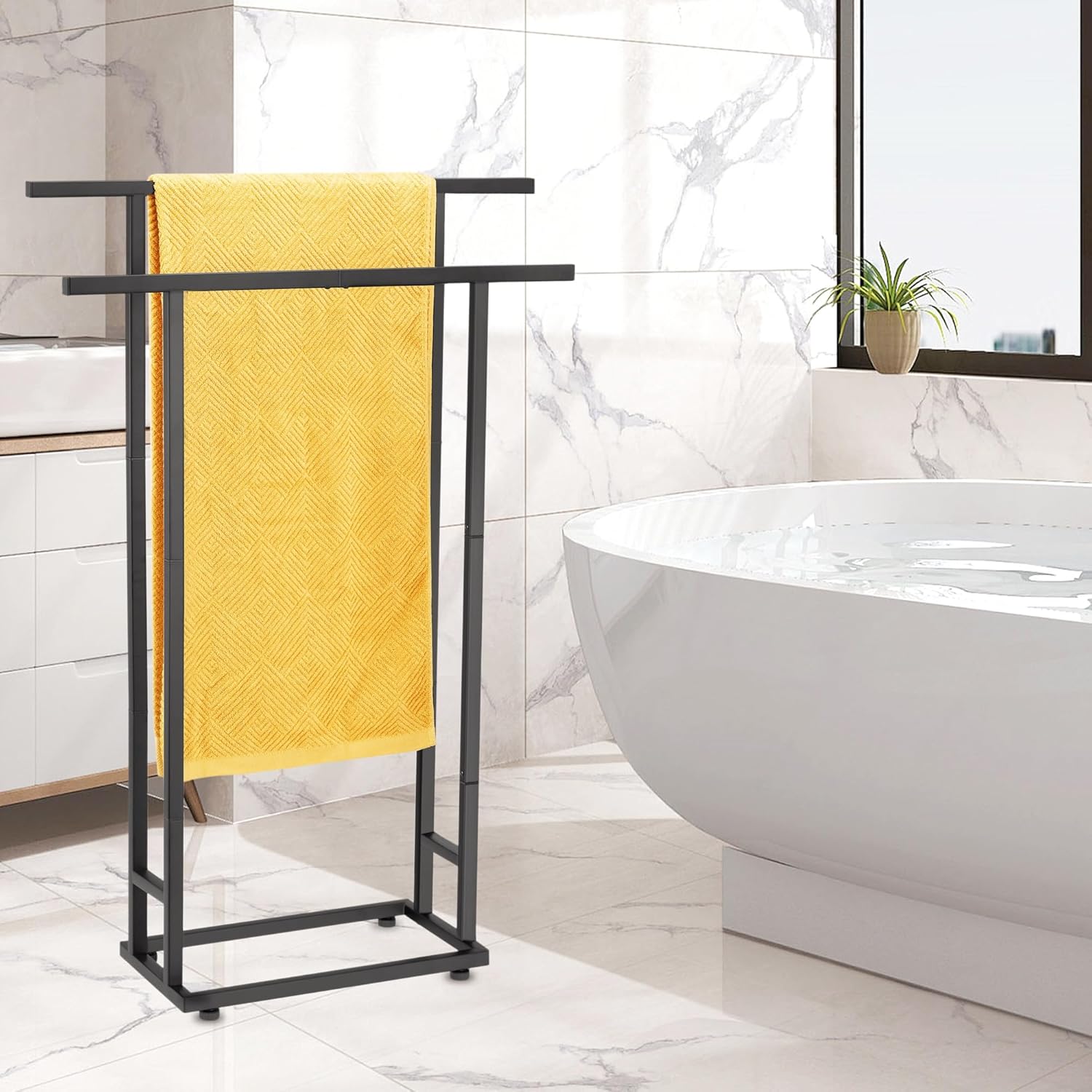ALHAKIN 2 Tier Standing Towel Rack for Bathroom
