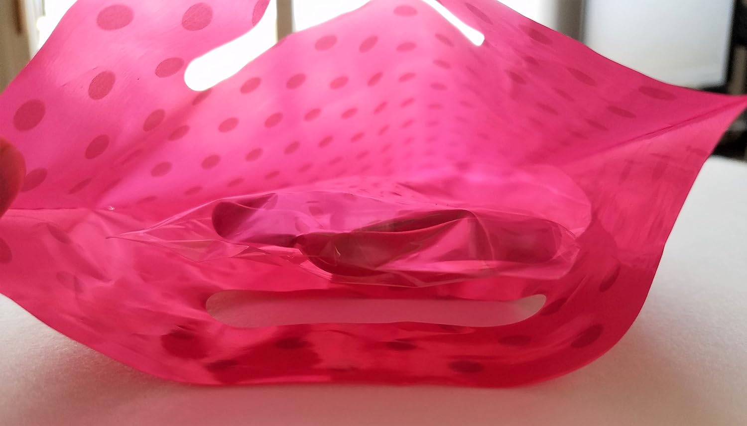 Pink Handle Favor Bags with Gold Polka Dots