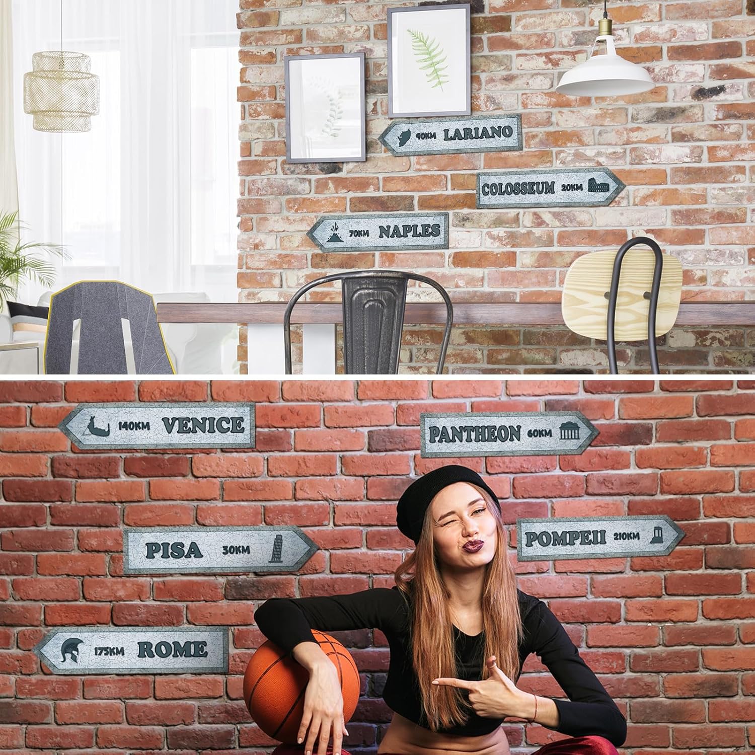 8 Pcs Italian Street Sign Paper Cutouts for Decor