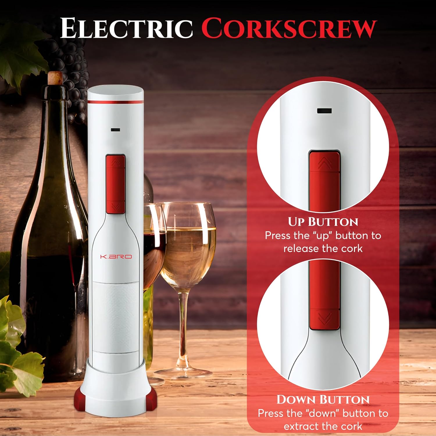 Rechargeable Electric Wine Opener With Foil Cutter