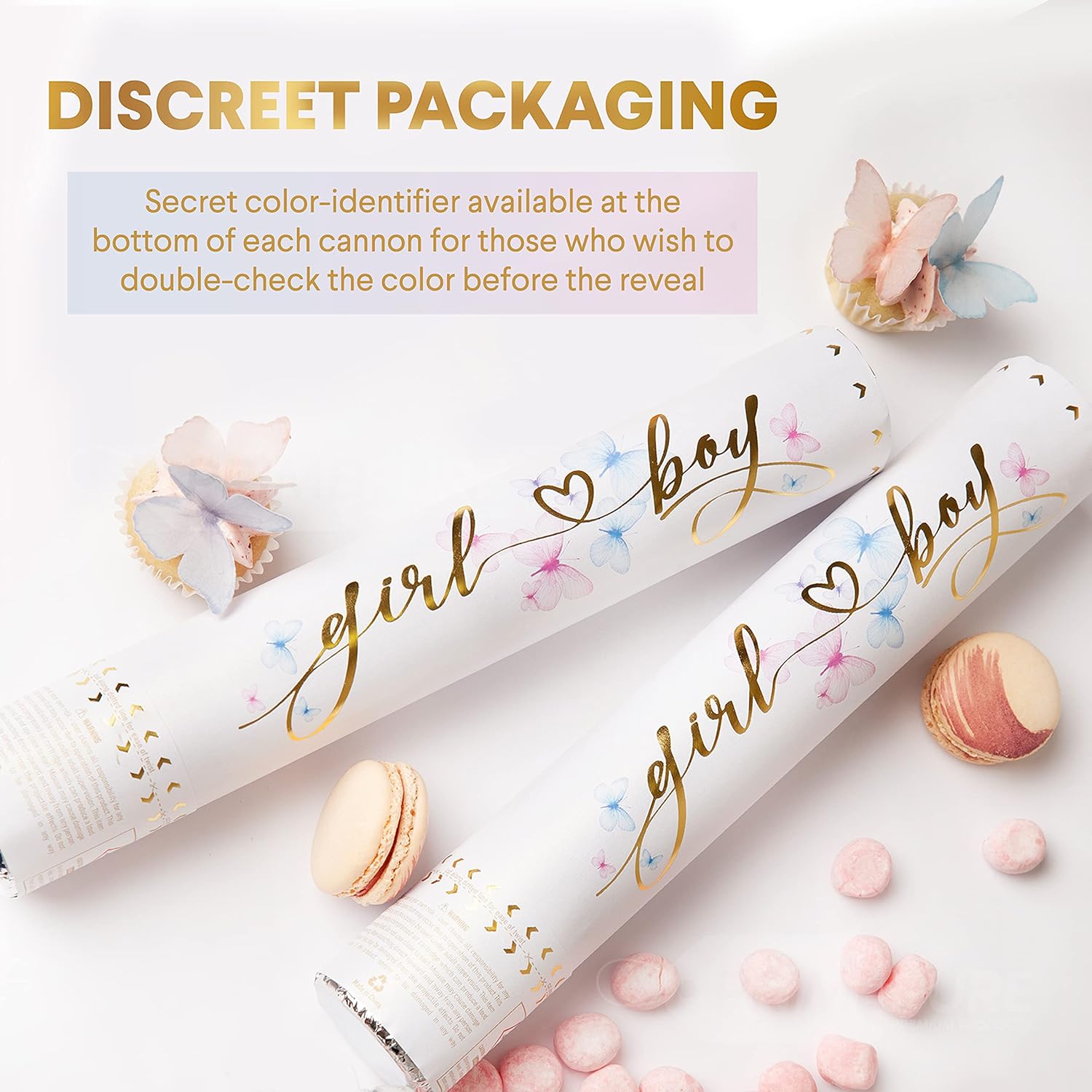 PrimePure Pink Gender Reveal Confetti Cannon 2 Pack