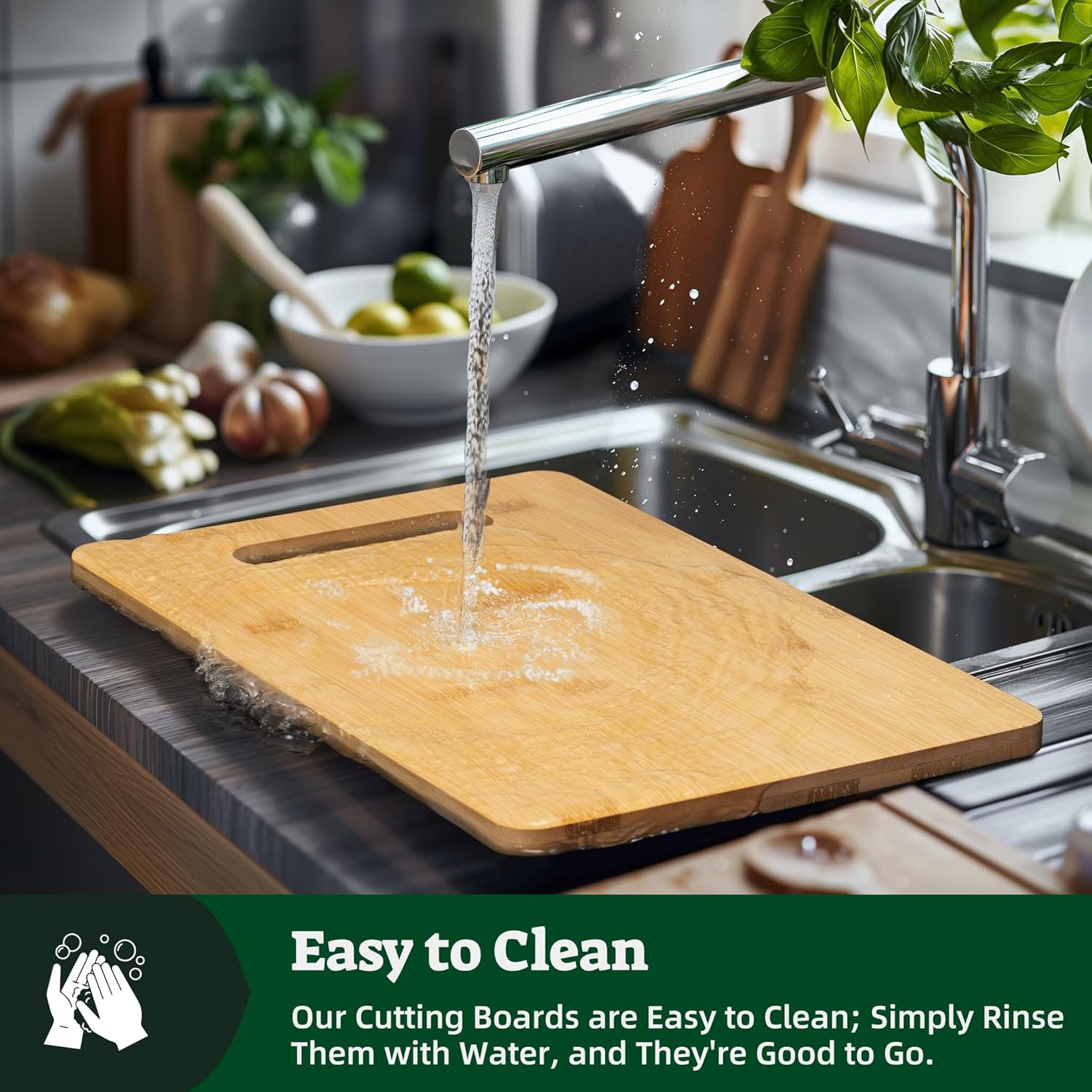 Happy Marriage Bamboo Cutting Board with Cookbook Stand