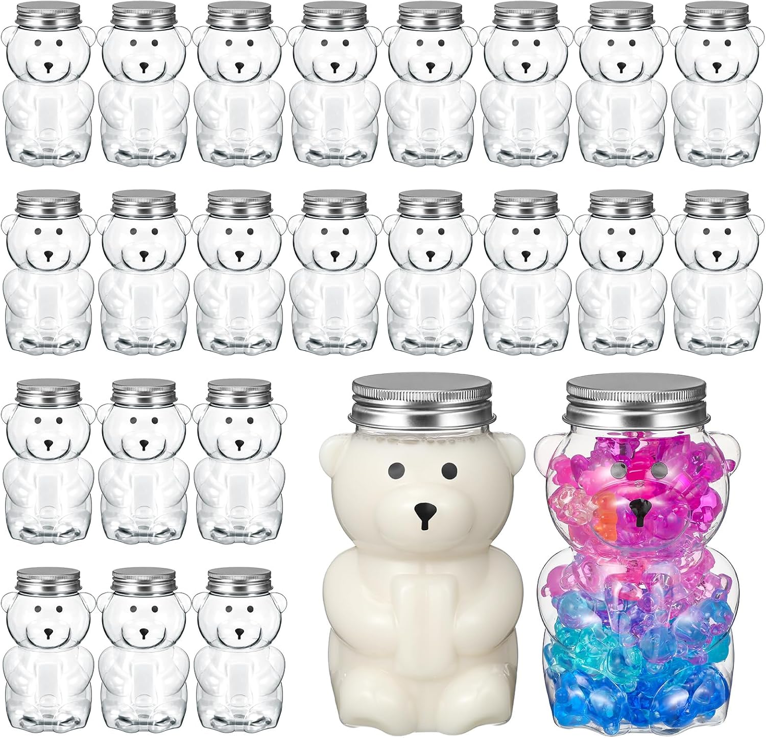 Mumufy 24 Pcs Bear Shaped Food Jars with Aluminum Lids
