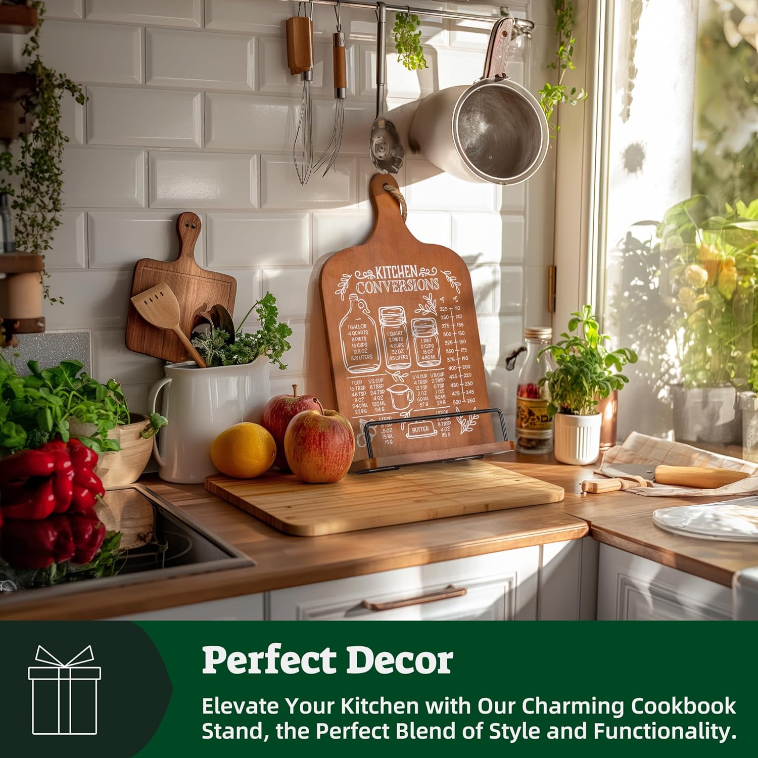 Happy Marriage Bamboo Cutting Board with Cookbook Stand