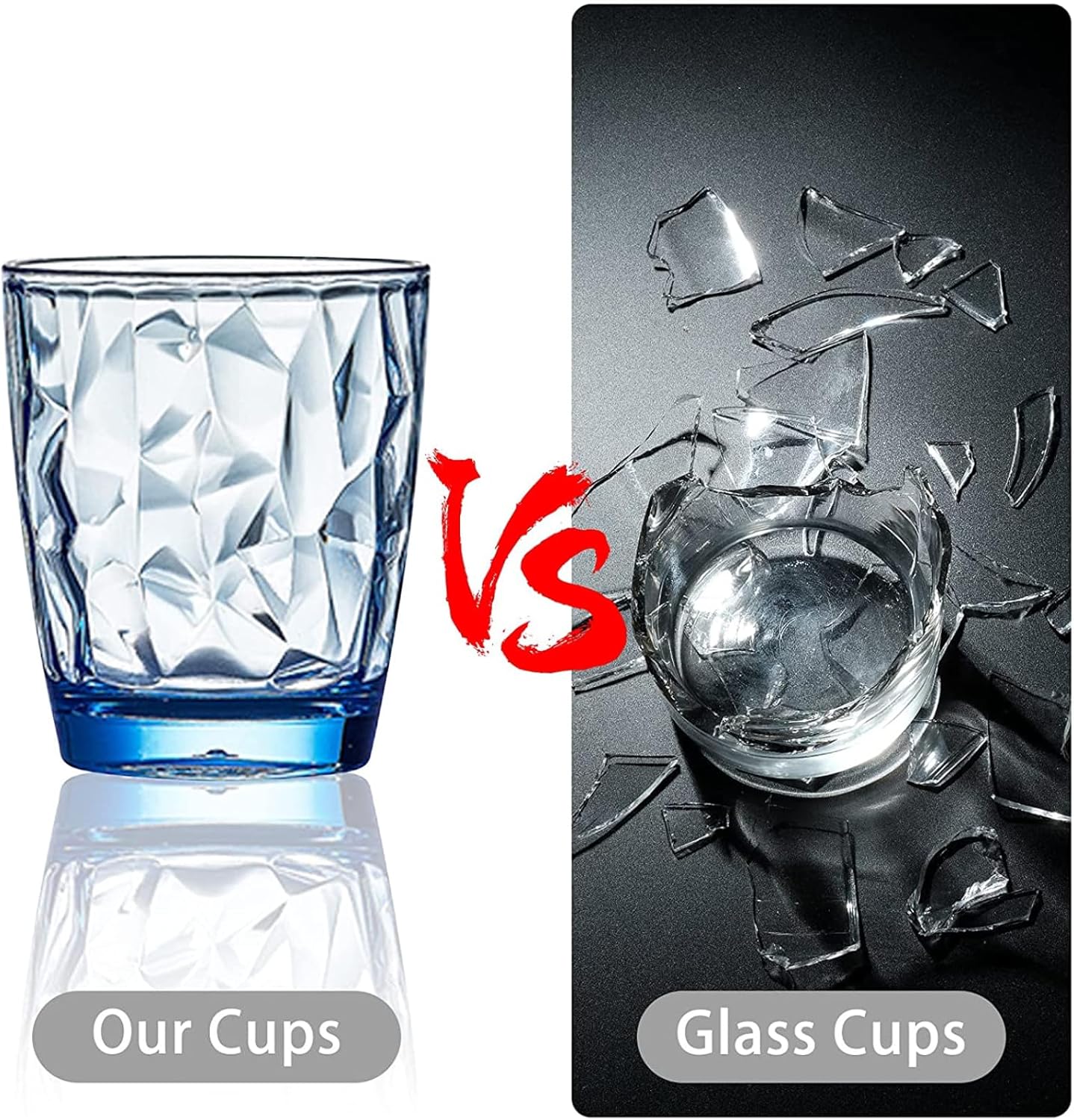 Blue Reusable Plastic Tumblers Set of 4 300ml