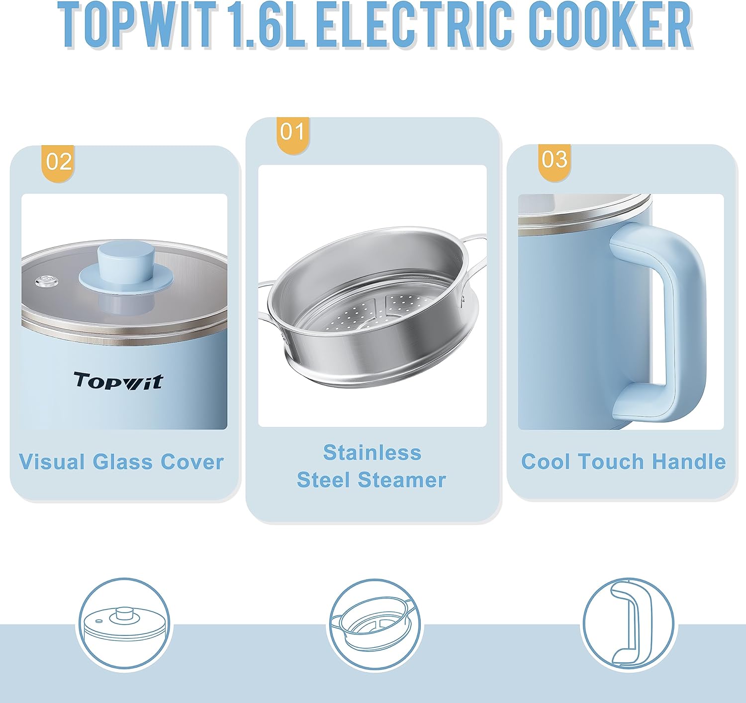 Topwit Multi-Use Electric Hot Pot with Steamer