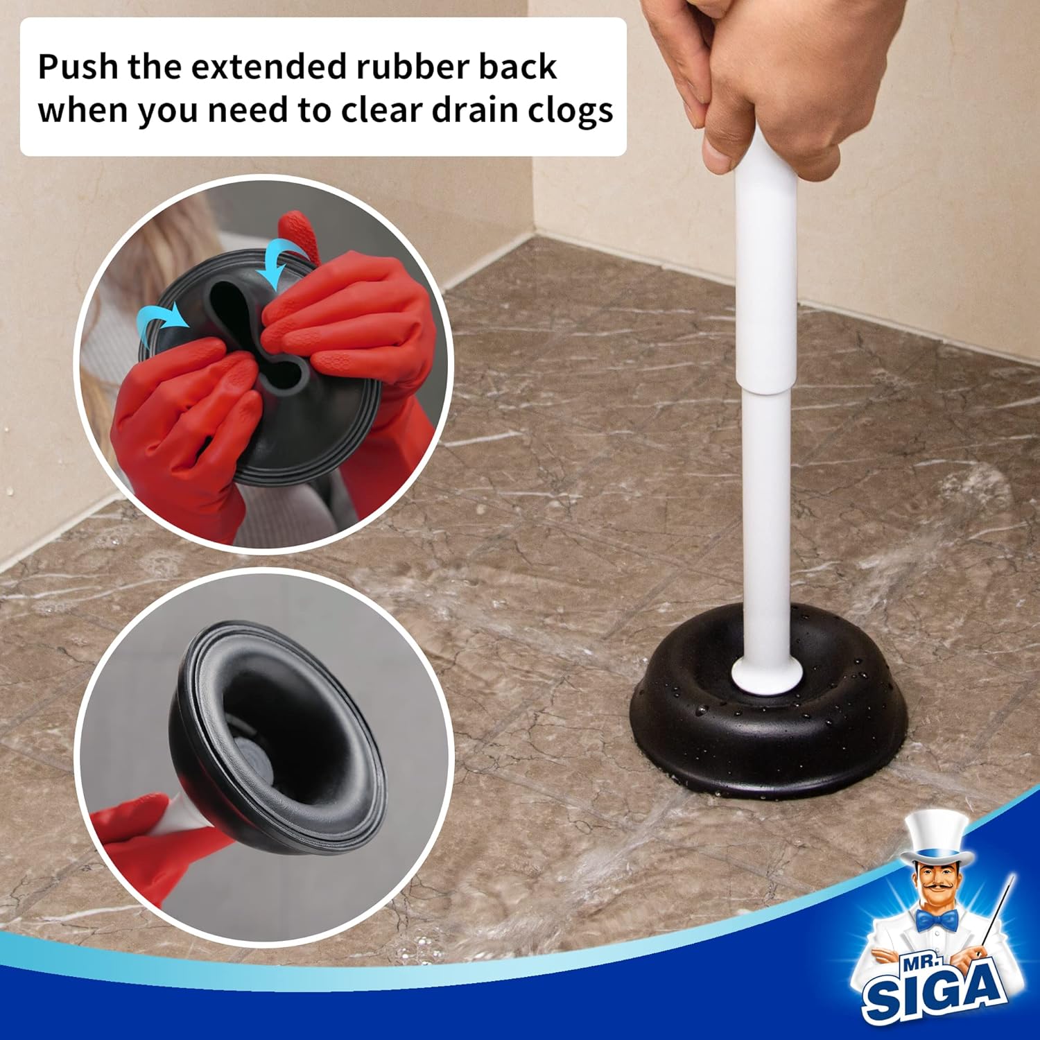 MRSIGA Toilet Plunger with Holder White