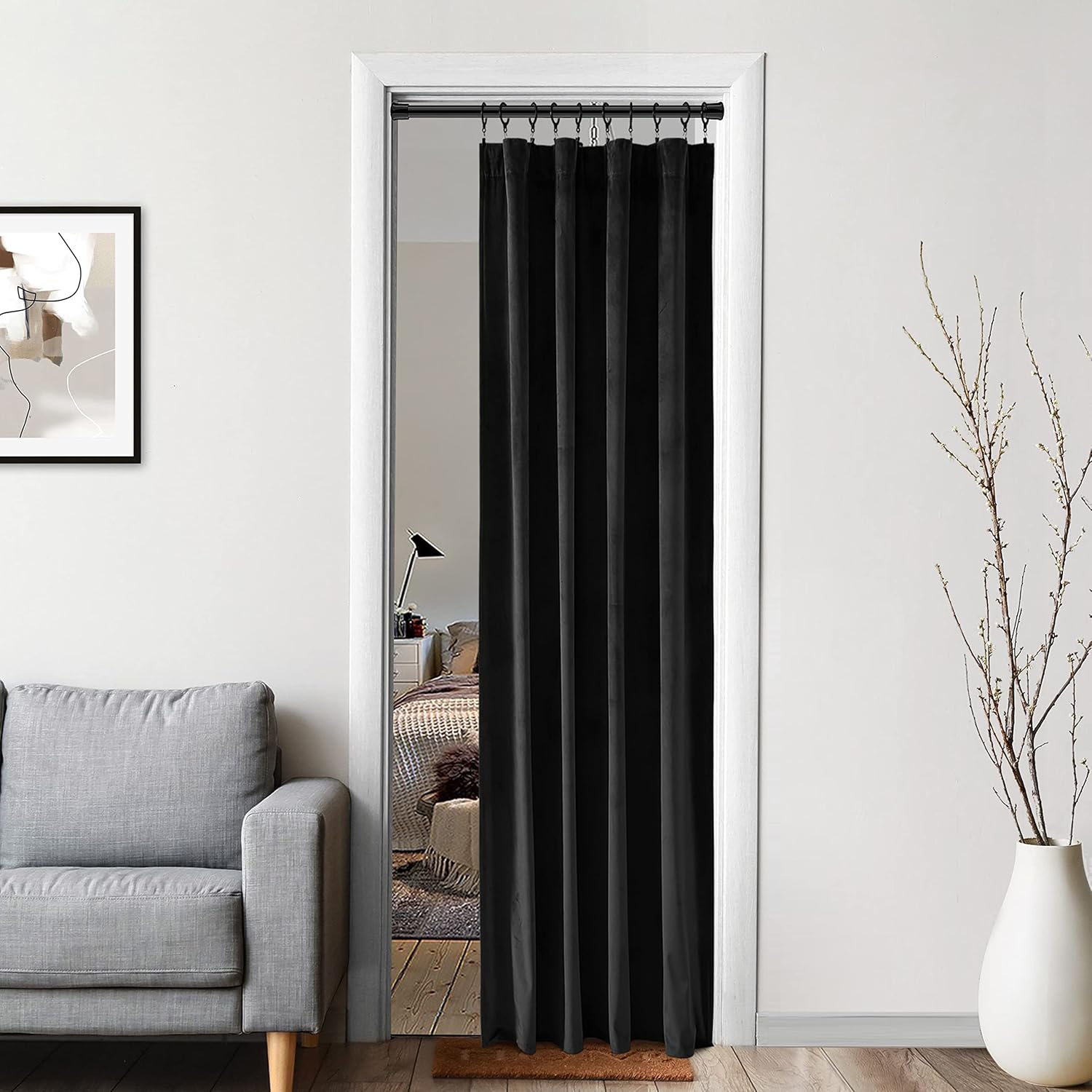 XTMYI Velvet Blackout Door Curtain Panels 80 Inch