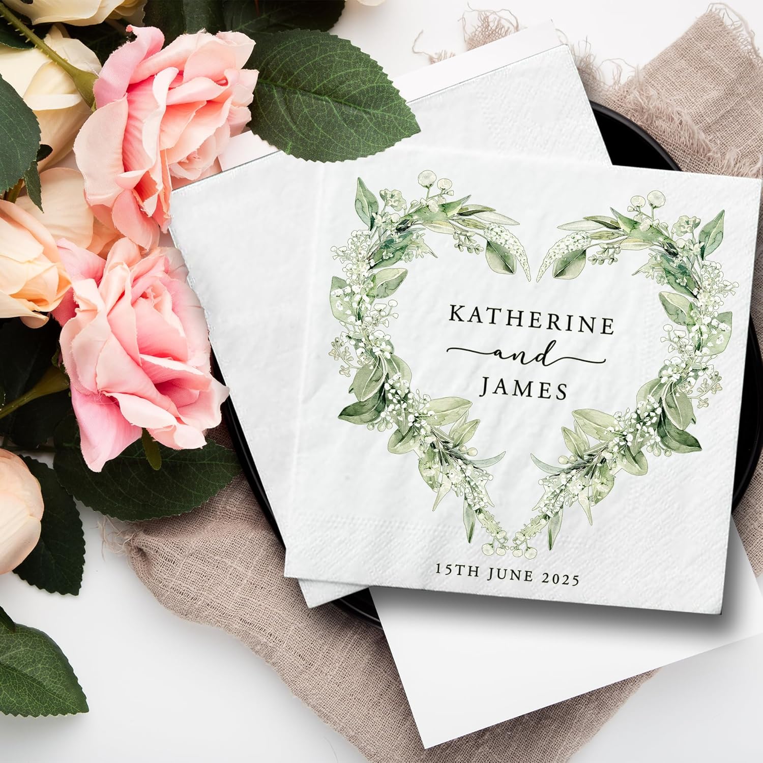 Personalized Wedding Cocktail Napkins with Monogram Design