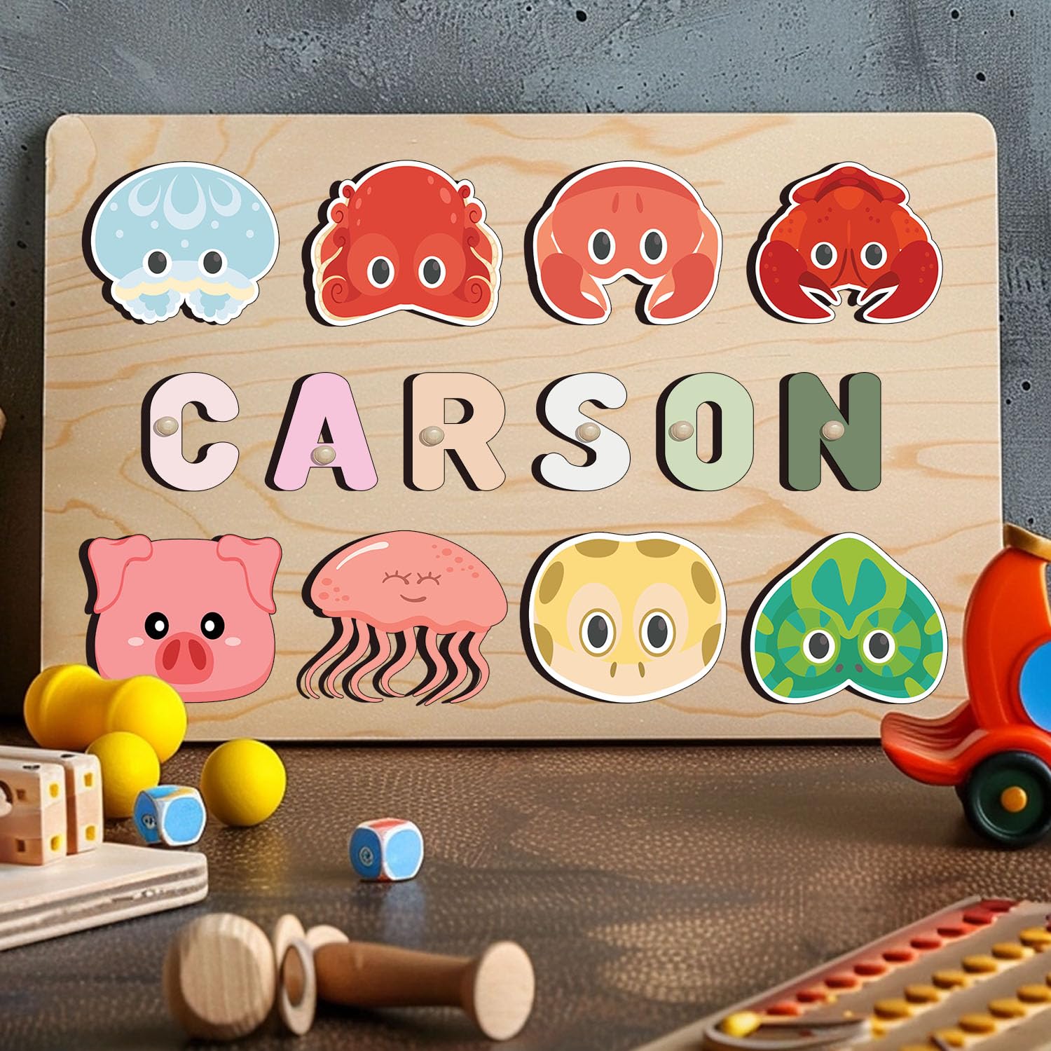 Personalized Wooden Name Puzzle for Toddlers 1-3 1