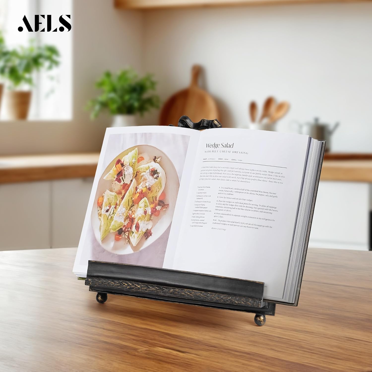 AELS Vintage Ornated Cookbook Stand Black
