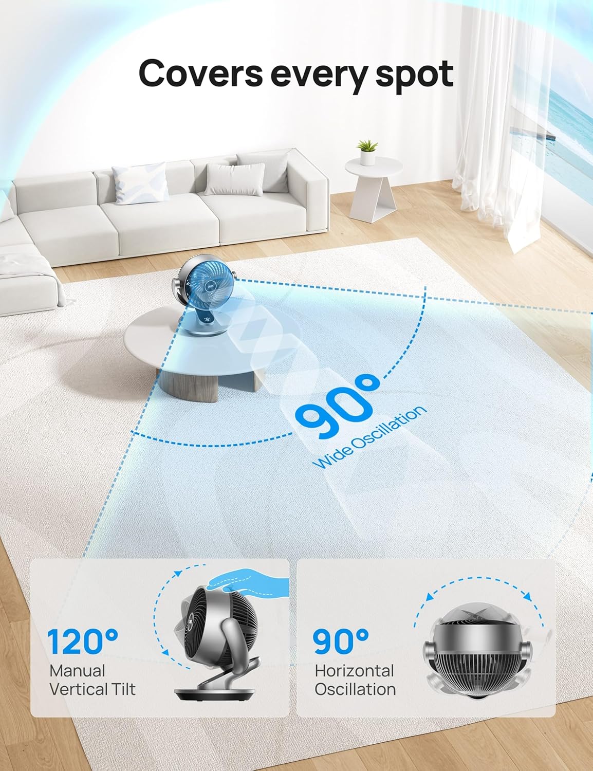 Dreo Smart Fan for Bedroom with Remote and Voice Control