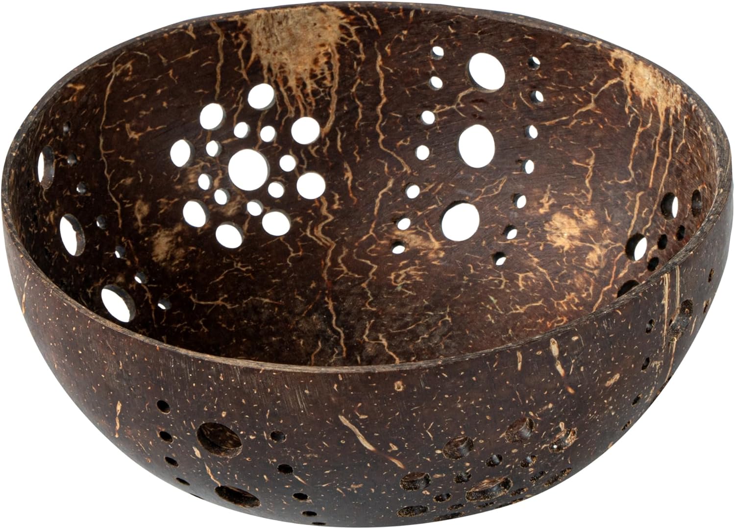 Restaurantware Coco Casa Coconut Shell Candle Holder Sun Pattern Handcrafted