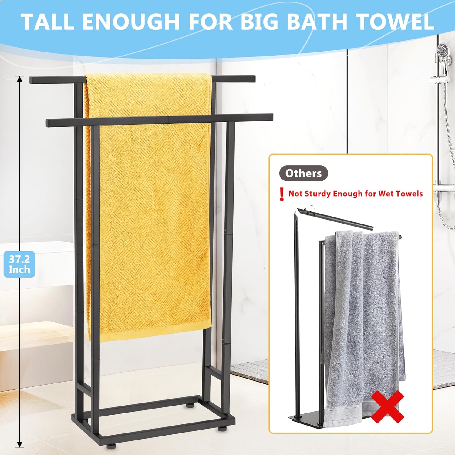 ALHAKIN 2 Tier Standing Towel Rack for Bathroom