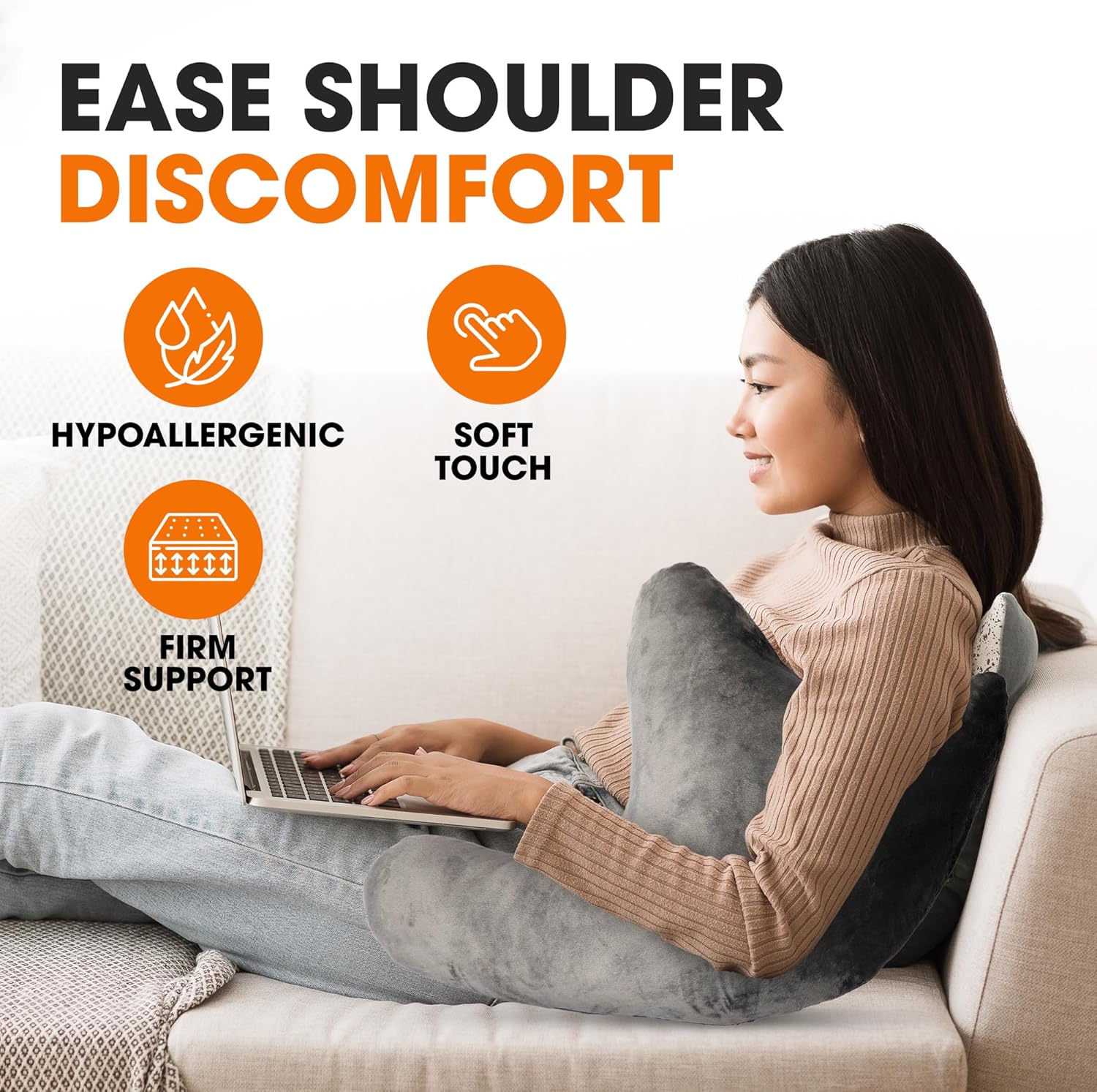 Cheer Collection Rotator Cuff Pillow Gray