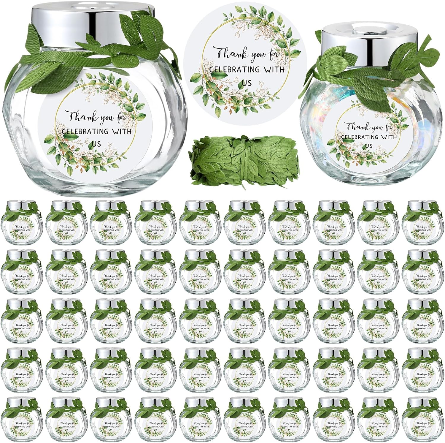 50 Pcs Mini Glass Jars with Lids and Labels