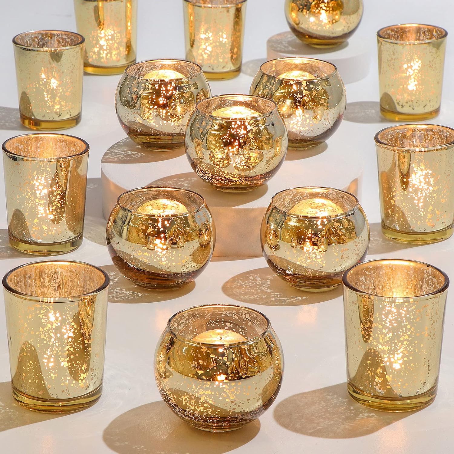 24pcs Assorted Gold Votive Candle Holders