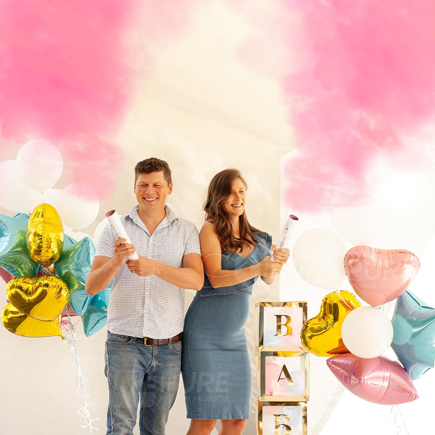 PrimePure Pink Gender Reveal Confetti Cannon 2 Pack