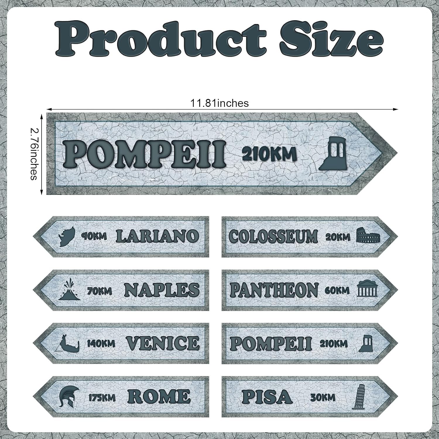 8 Pcs Italian Street Sign Paper Cutouts for Decor