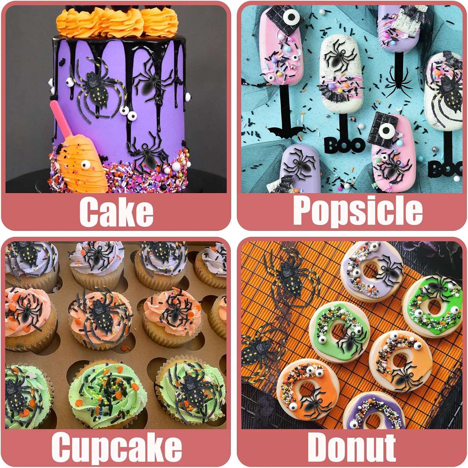 Spider Fondant Molds 2 Pcs Halloween Cake Decor Silicone