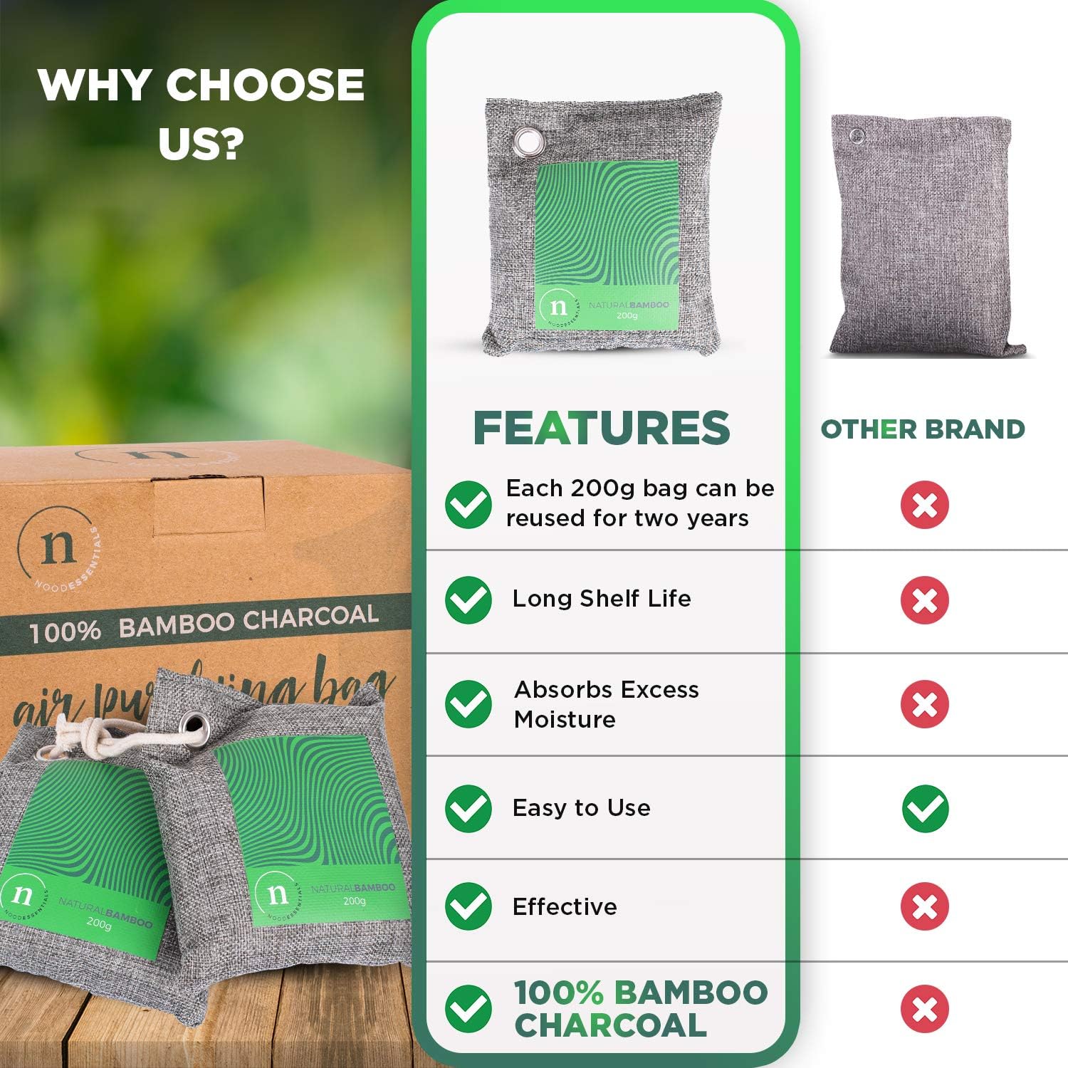Bamboo Charcoal Bags for Odor and Moisture Control