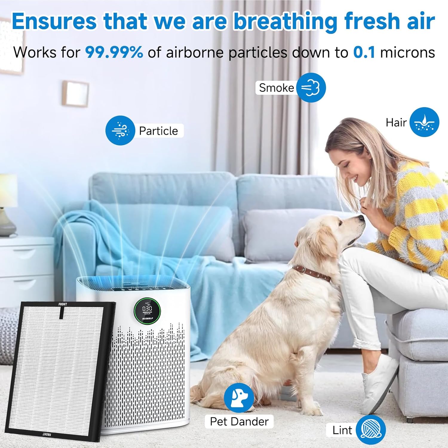 2 Pack HAP-603 HAP-603WF Replacement Filter for ECOSELF Air Purifier