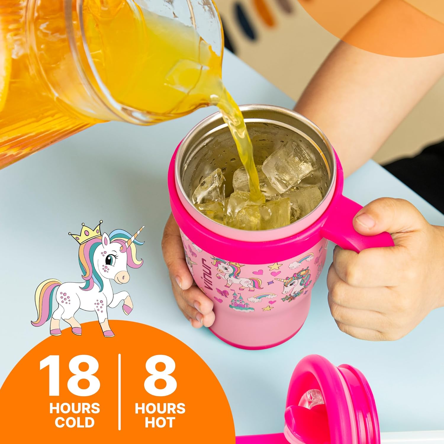 VINUR Kids Insulated Tumbler with Handle 17 oz Vacuum Straw Mug