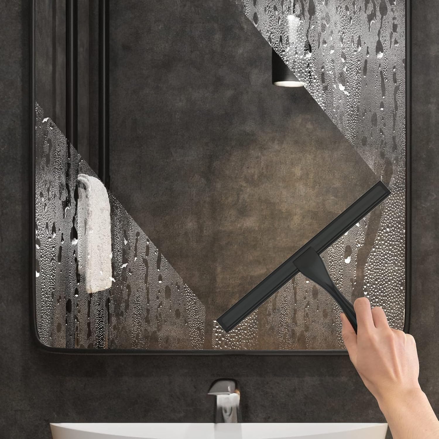 Docrok 10 Inch All-Purpose Shower Squeegee with 2 Hooks