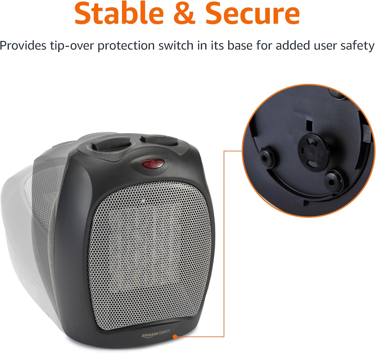 Amazon Basics 1500W Ceramic Space Heater Black