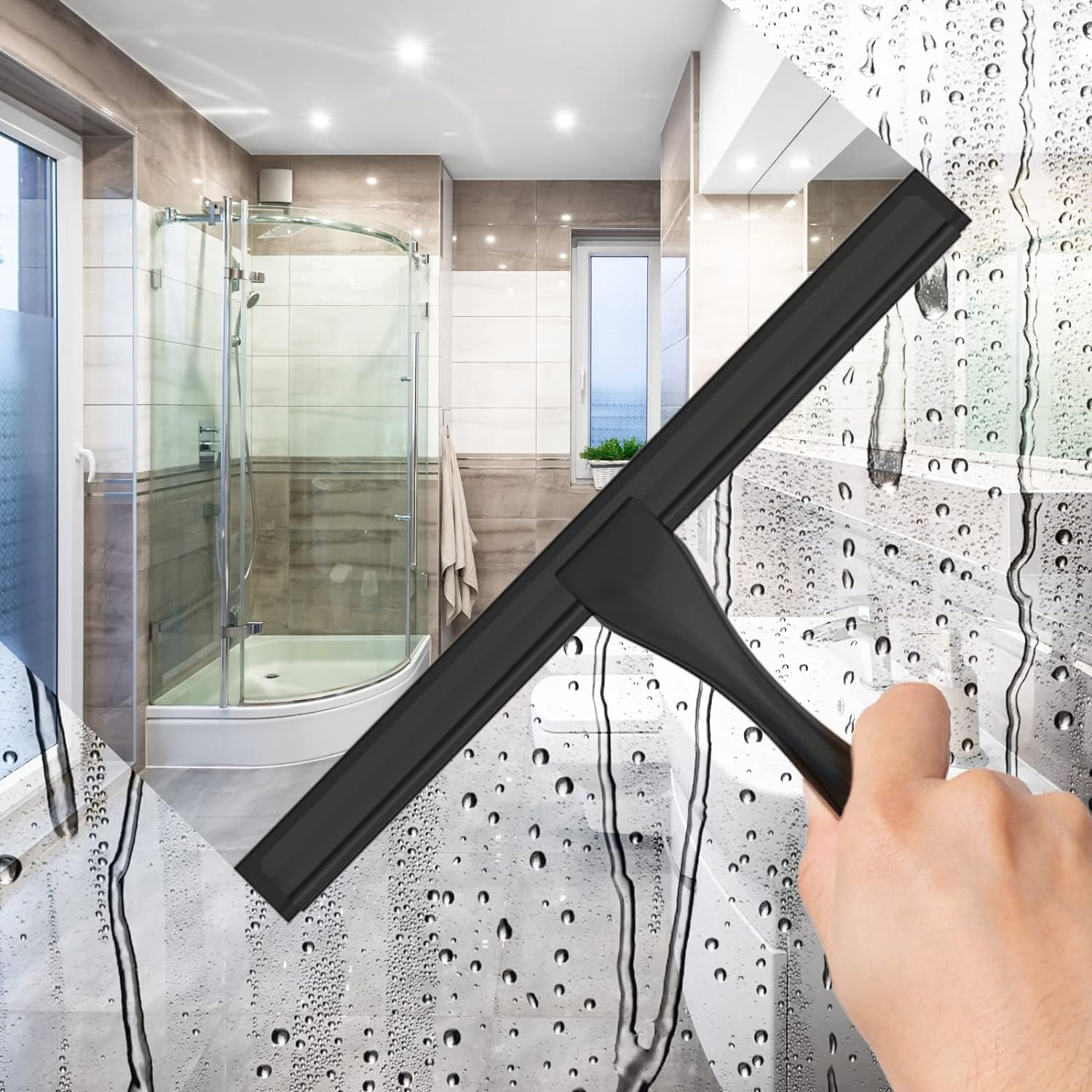 Docrok 10 Inch All-Purpose Shower Squeegee with 2 Hooks