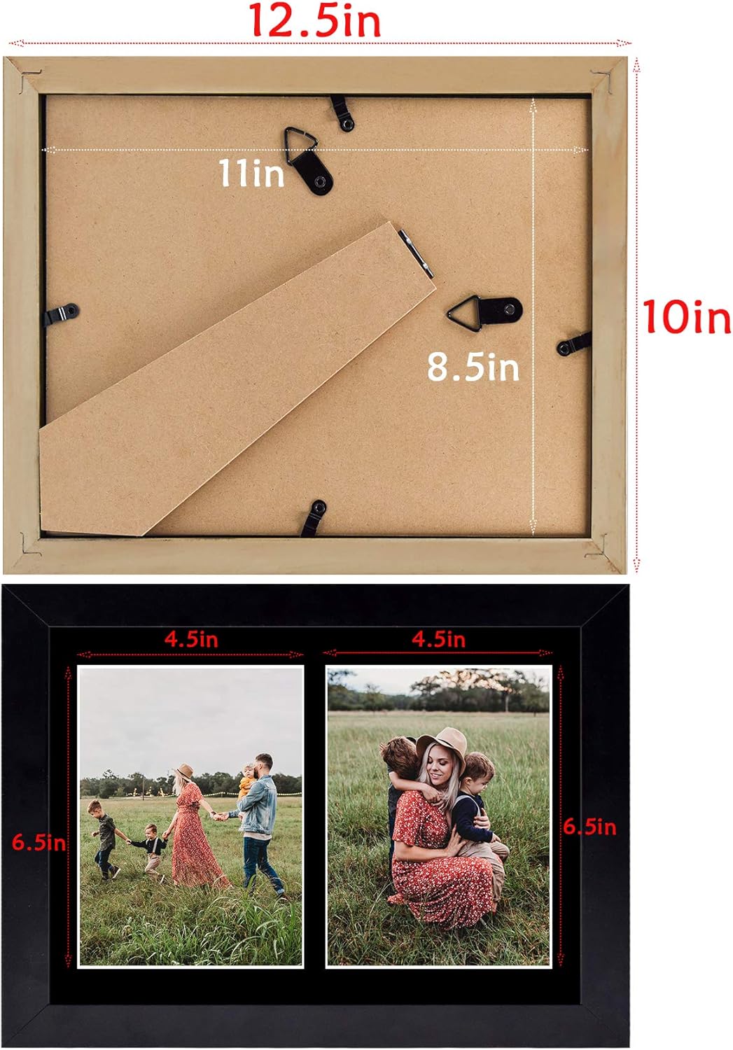 Golden State Art Set of 2 85x11 Black Wooden Picture Frames