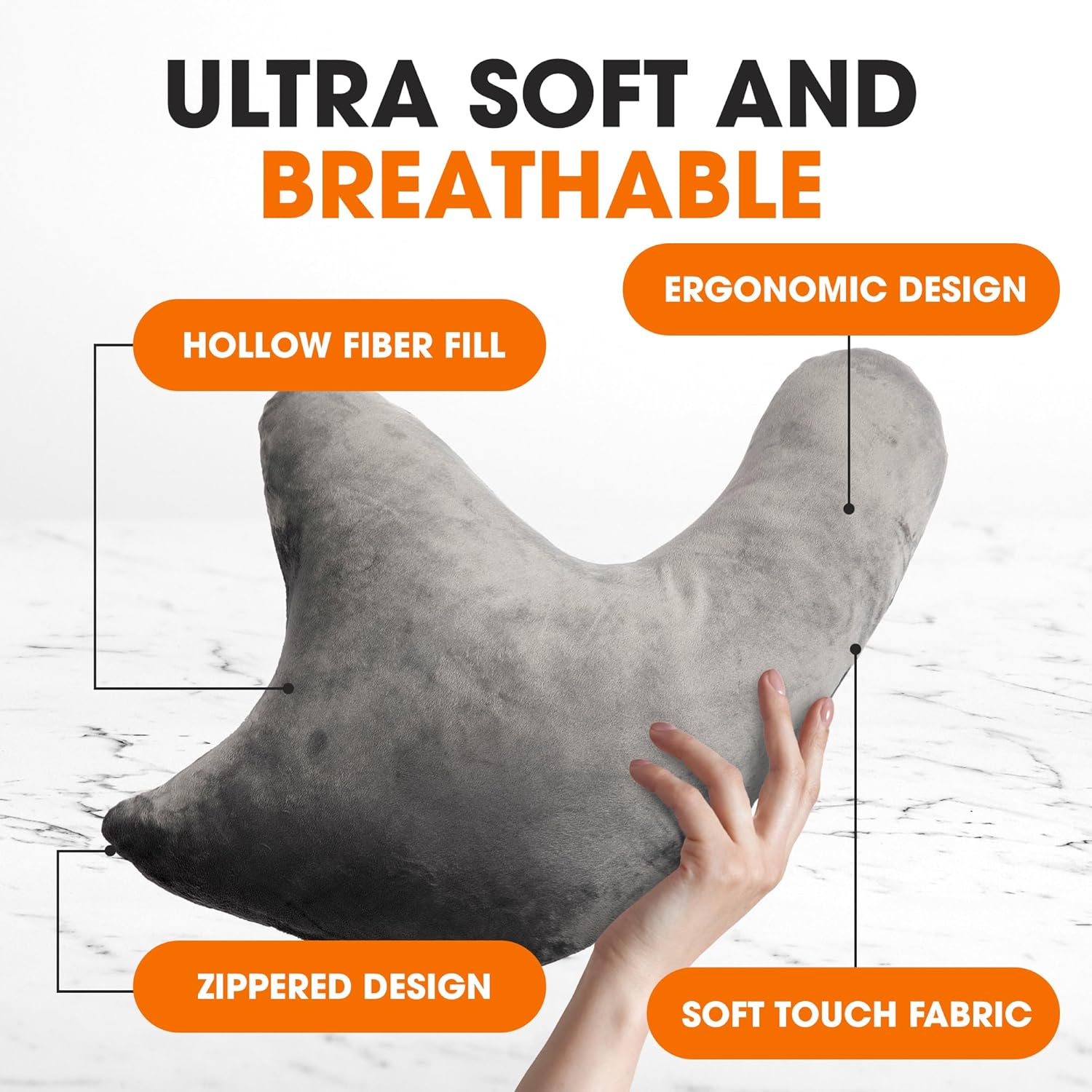 Cheer Collection Rotator Cuff Pillow Gray