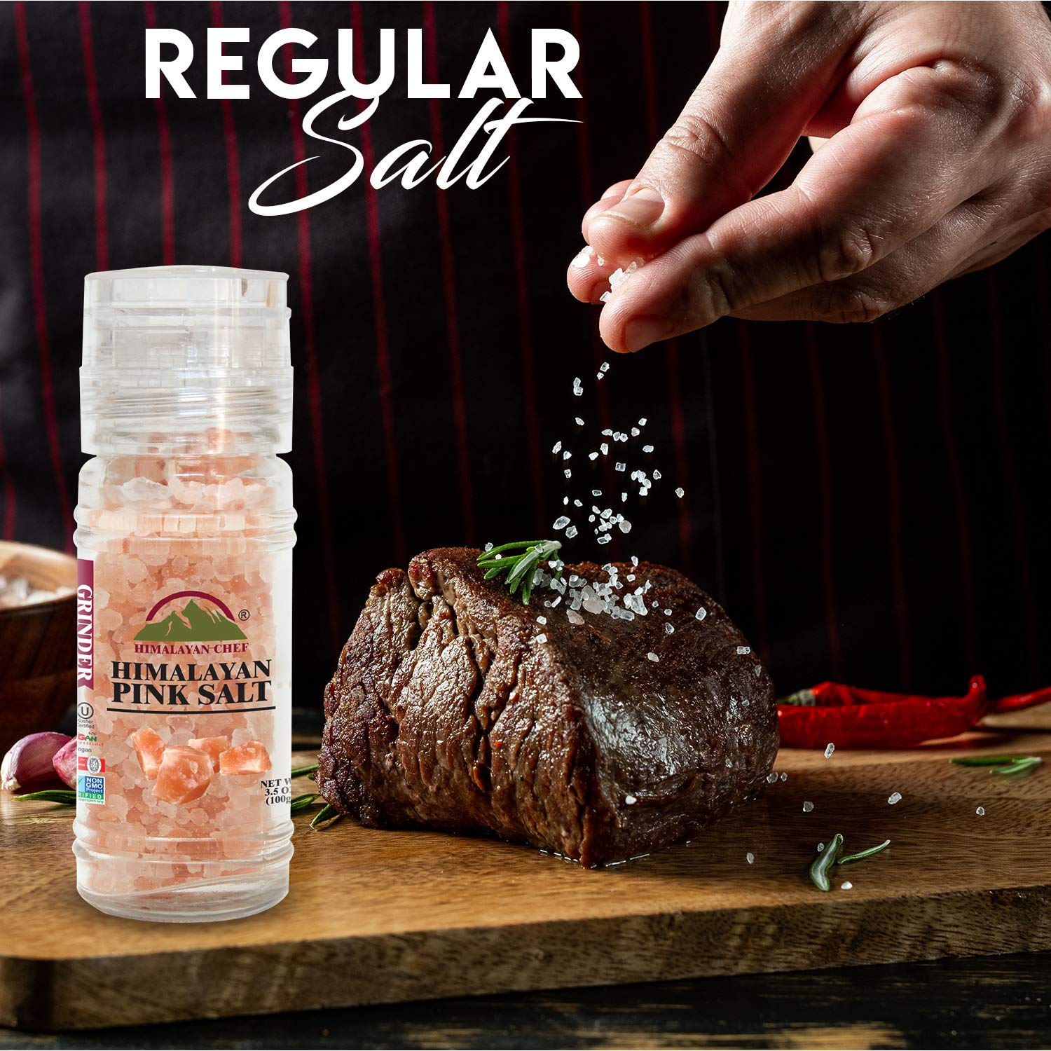 Himalayan Chef Himalayan Pink Salt and Black Pepper Grinder Set